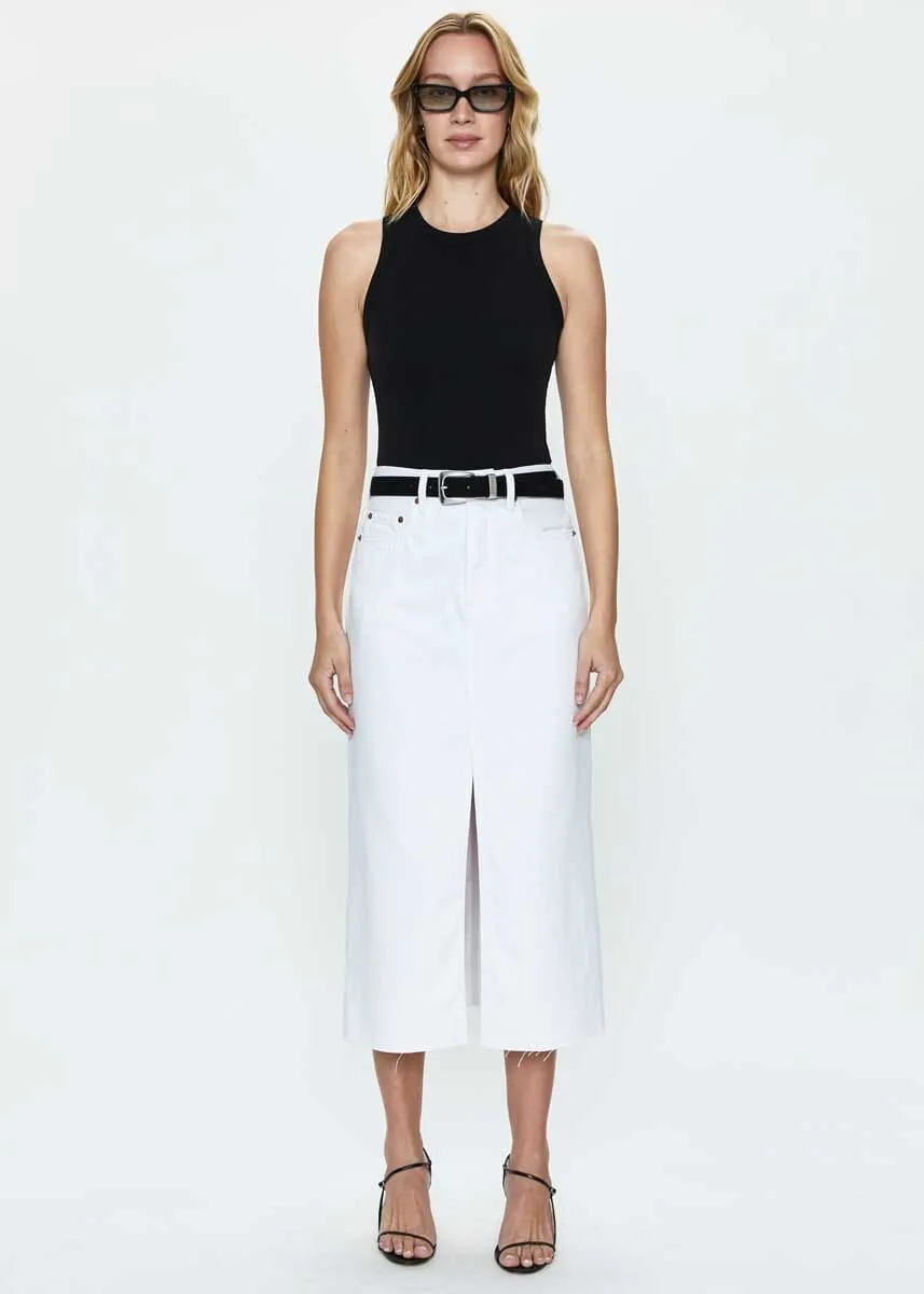 Alice Denim Midi Skirt - White