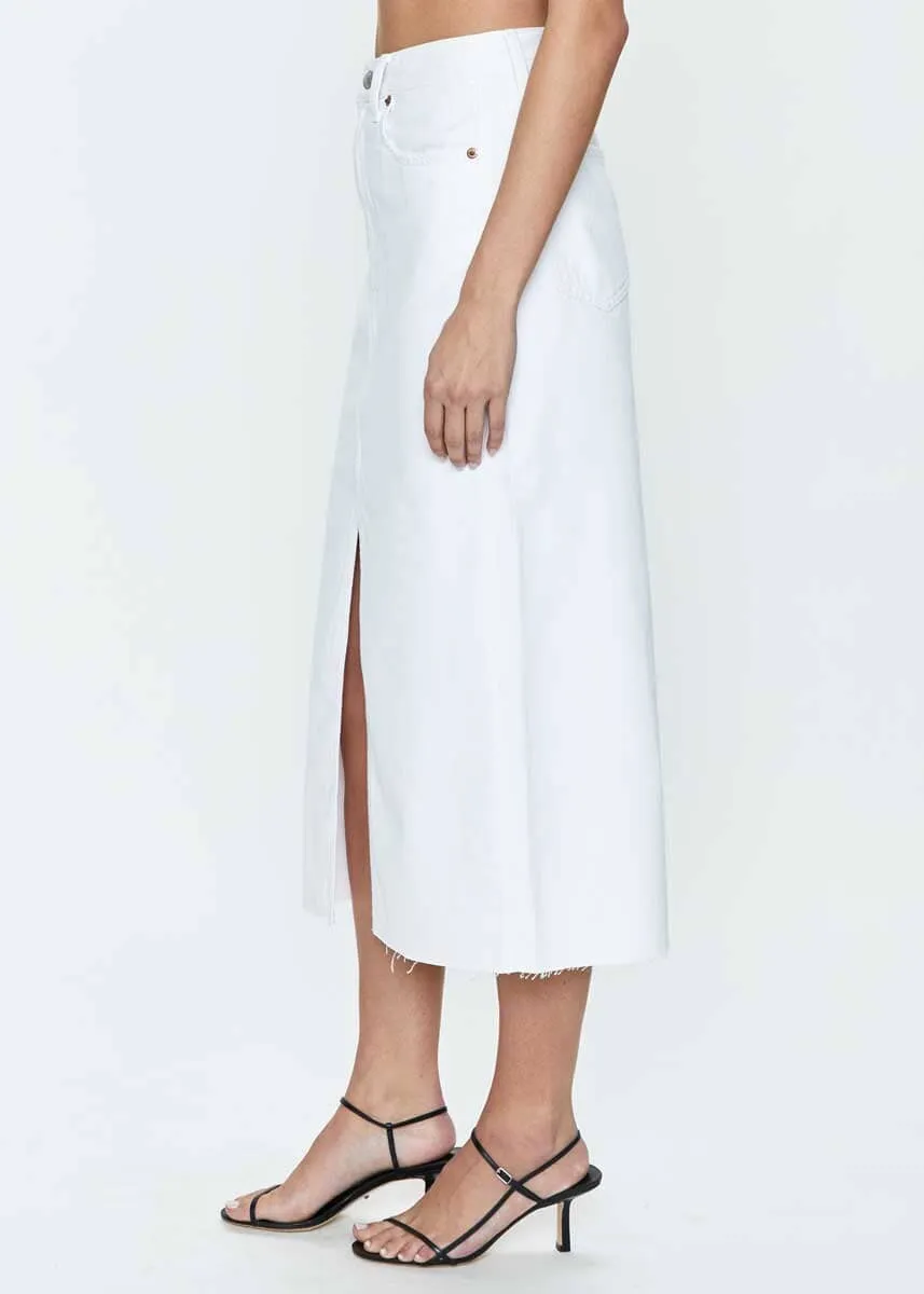 Alice Denim Midi Skirt - White