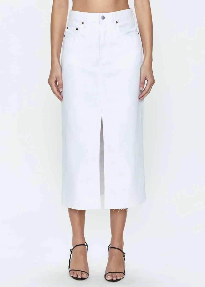Alice Denim Midi Skirt - White