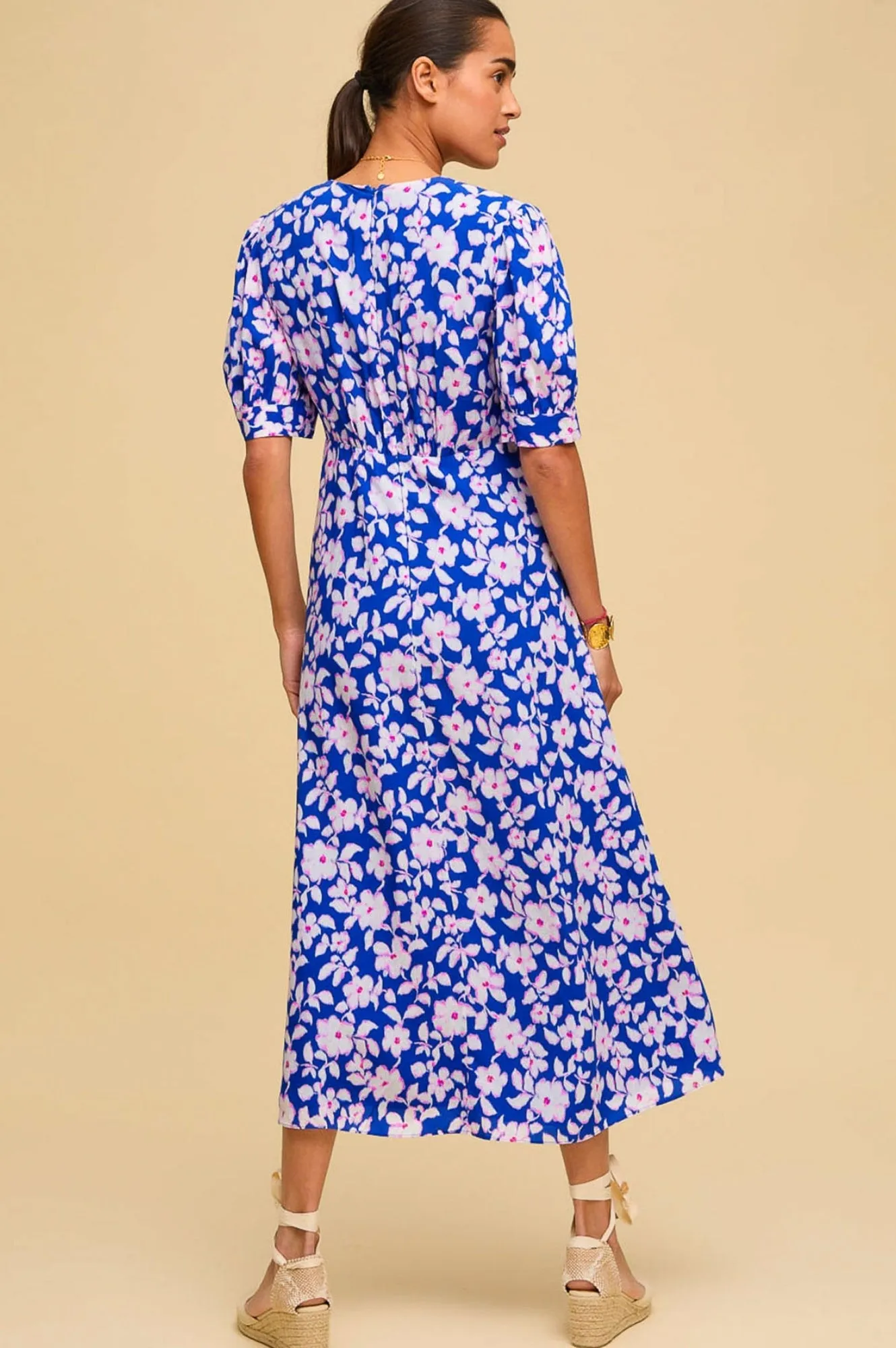 Anne Tea EcoVero™ Dress | Blossom Cobalt/Pink