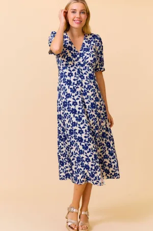Anne Tea EcoVero™ Dress | Blossom Cream/Navy