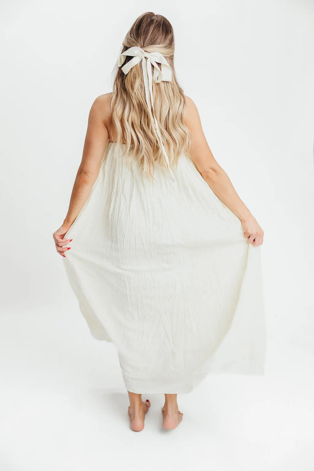 Becca Tube Neck Spaghetti Strap Maxi Dress in Cream - Bump Friendly
