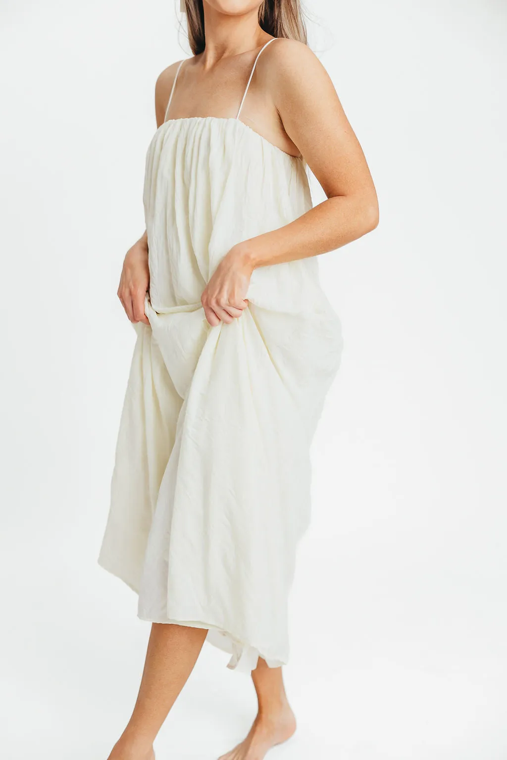 Becca Tube Neck Spaghetti Strap Maxi Dress in Cream - Bump Friendly