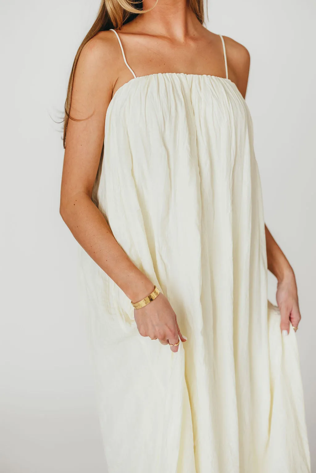 Becca Tube Neck Spaghetti Strap Maxi Dress in Cream - Bump Friendly