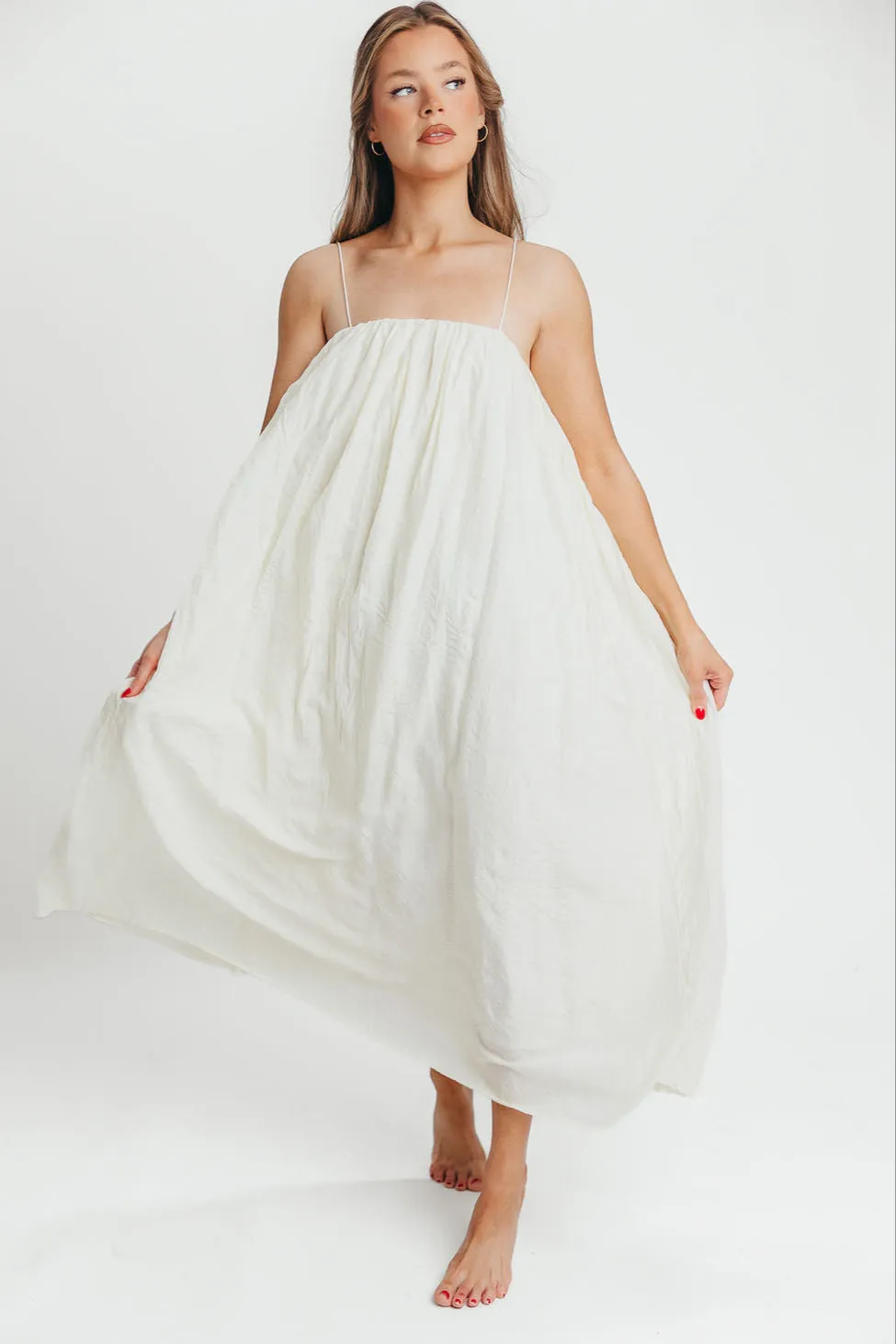 Becca Tube Neck Spaghetti Strap Maxi Dress in Cream - Bump Friendly