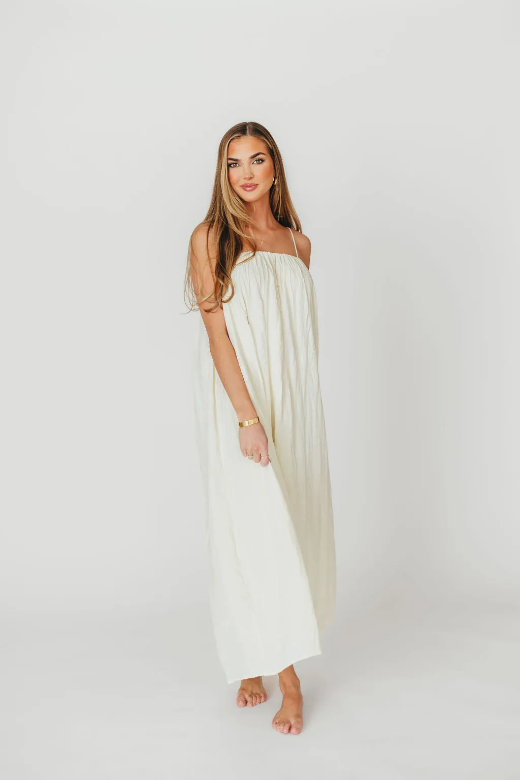 Becca Tube Neck Spaghetti Strap Maxi Dress in Cream - Bump Friendly