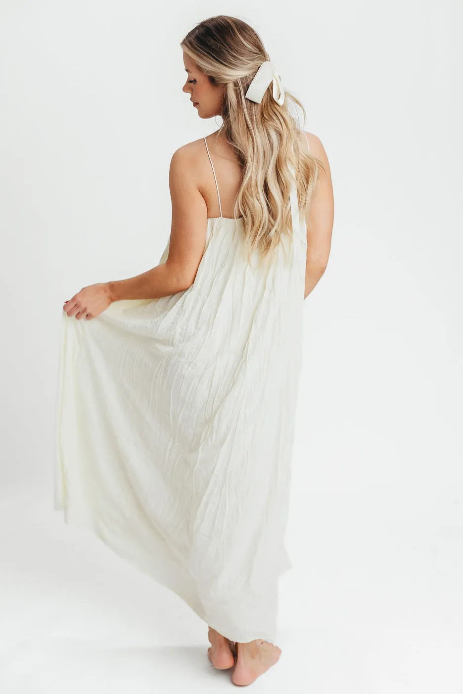 Becca Tube Neck Spaghetti Strap Maxi Dress in Cream - Bump Friendly