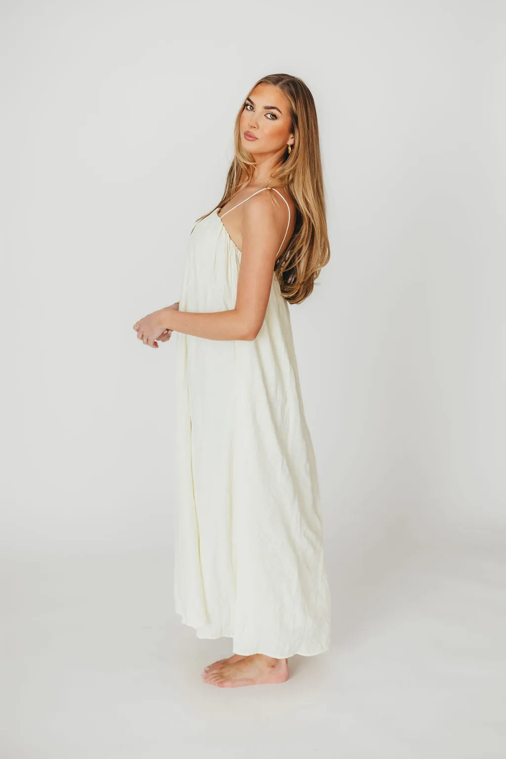 Becca Tube Neck Spaghetti Strap Maxi Dress in Cream - Bump Friendly