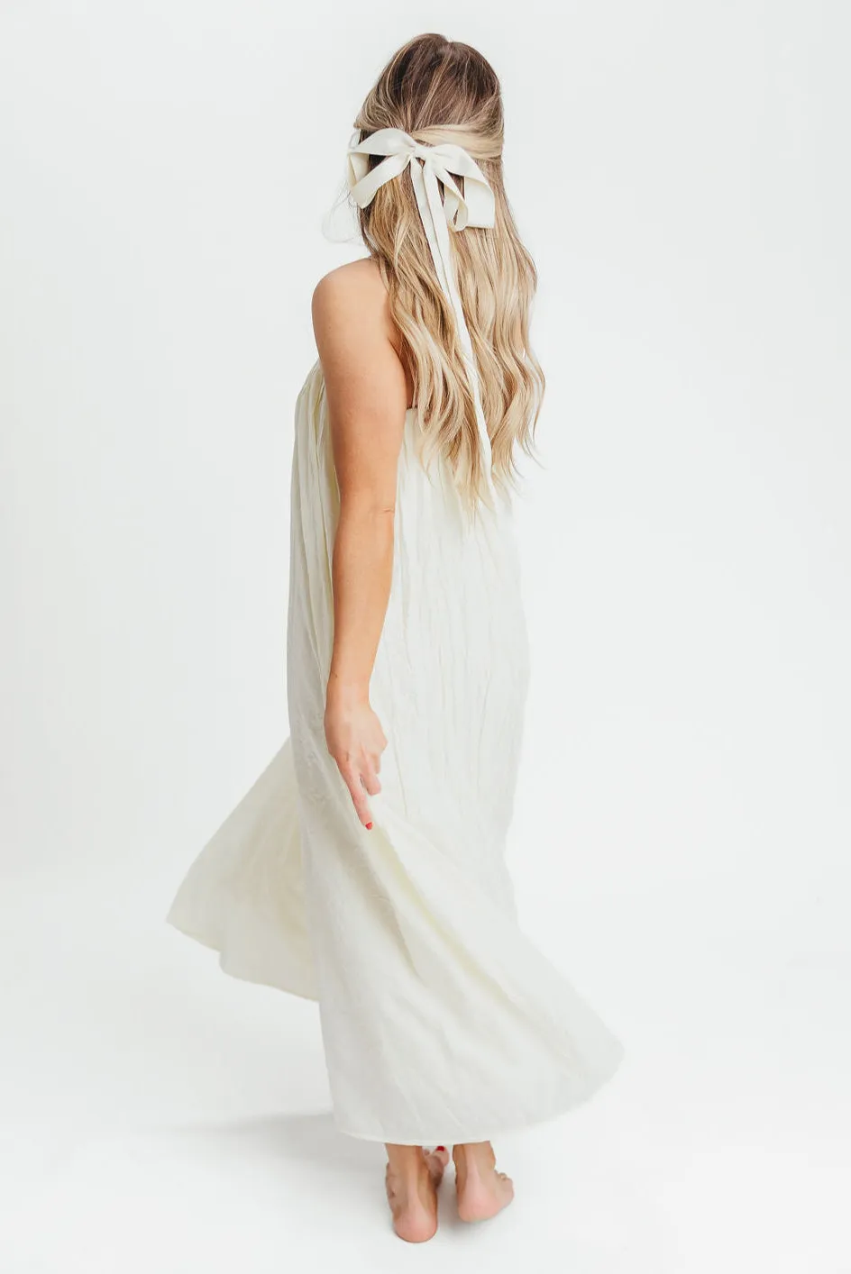 Becca Tube Neck Spaghetti Strap Maxi Dress in Cream - Bump Friendly