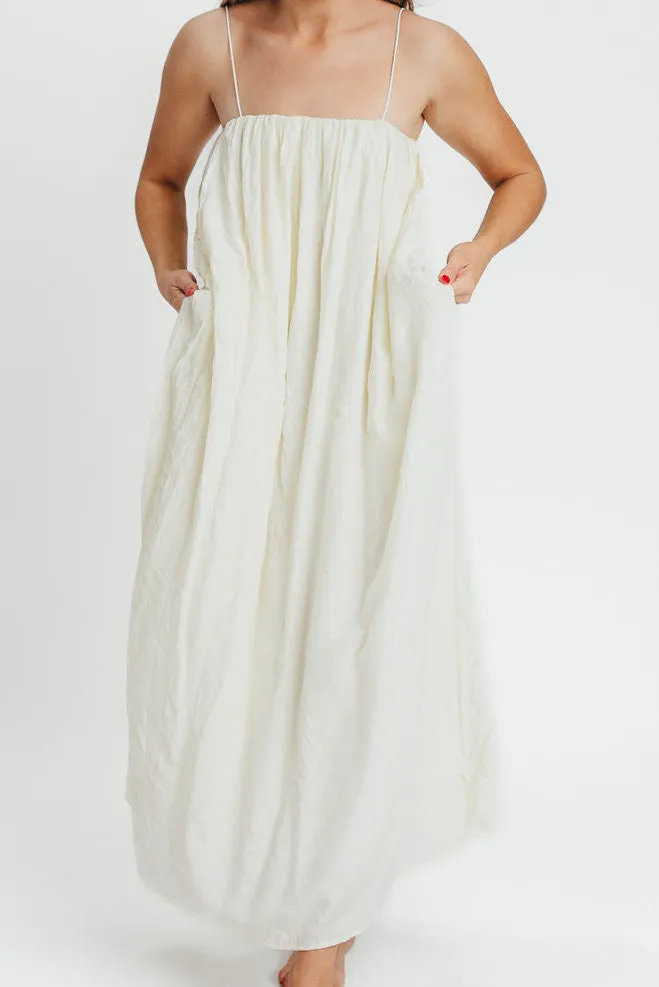 Becca Tube Neck Spaghetti Strap Maxi Dress in Cream - Bump Friendly