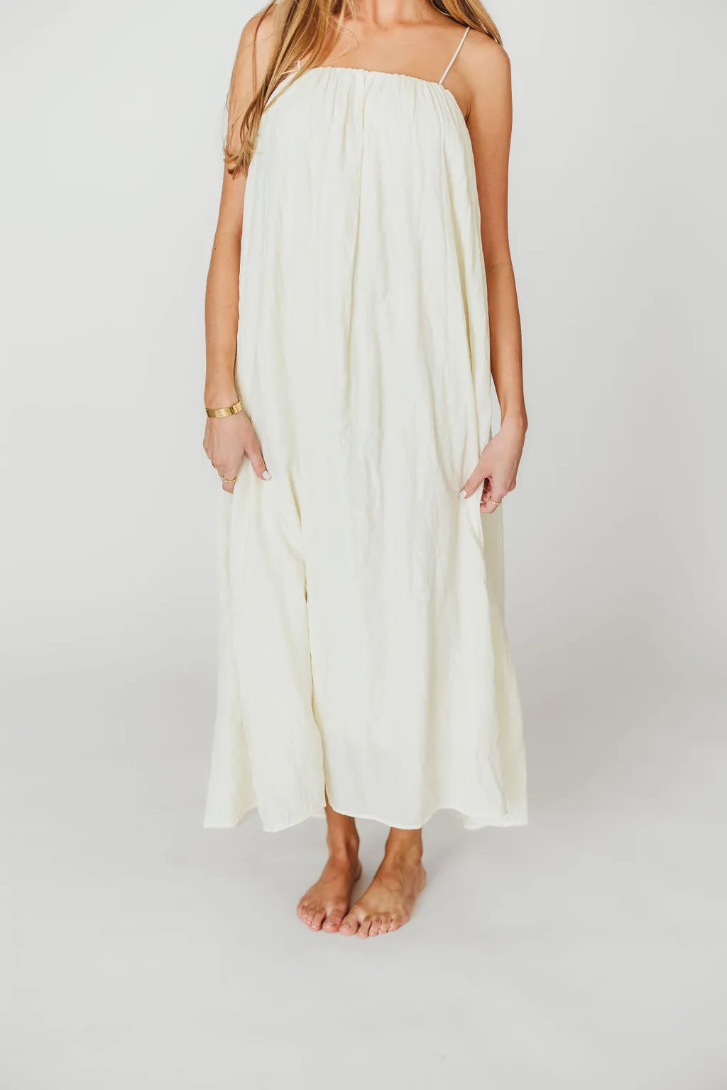 Becca Tube Neck Spaghetti Strap Maxi Dress in Cream - Bump Friendly