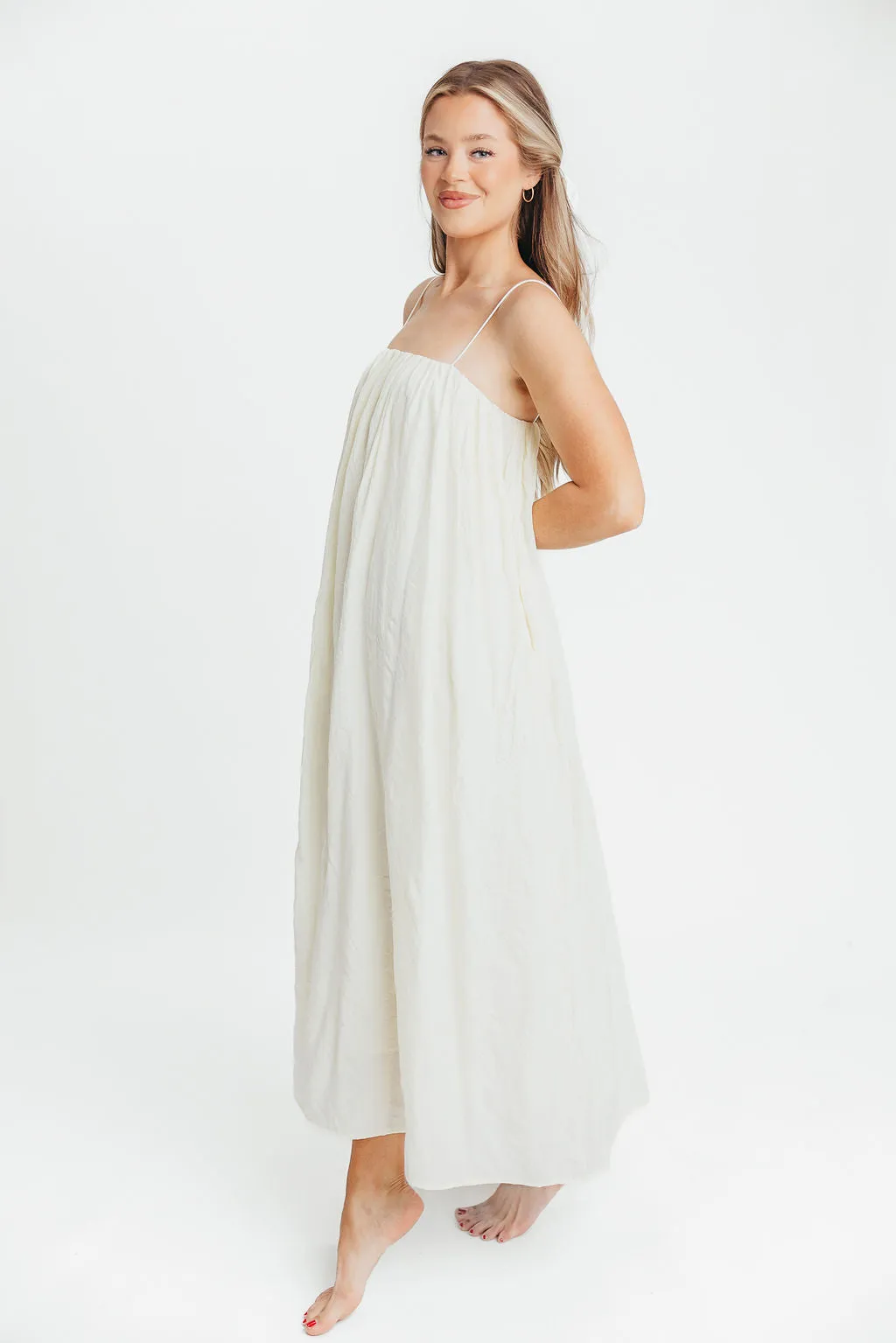 Becca Tube Neck Spaghetti Strap Maxi Dress in Cream - Bump Friendly
