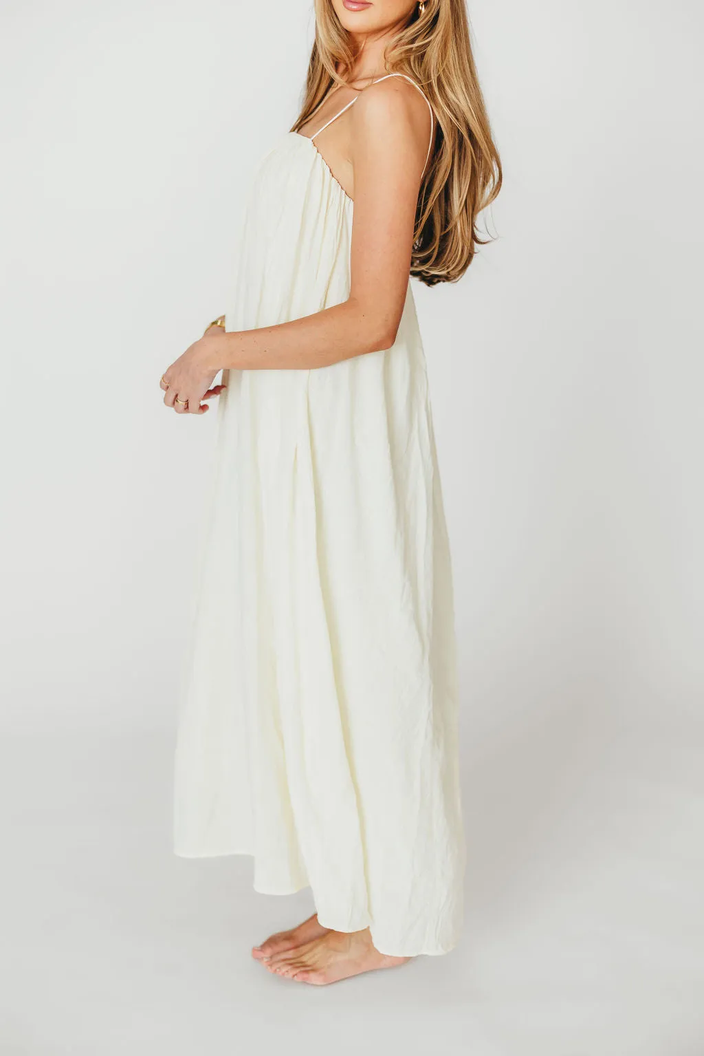 Becca Tube Neck Spaghetti Strap Maxi Dress in Cream - Bump Friendly