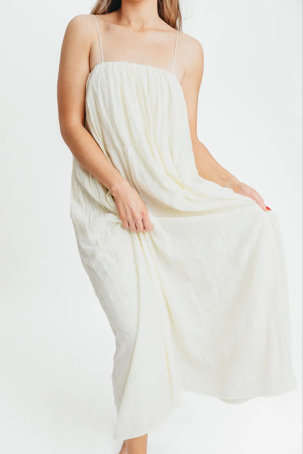 Becca Tube Neck Spaghetti Strap Maxi Dress in Cream - Bump Friendly