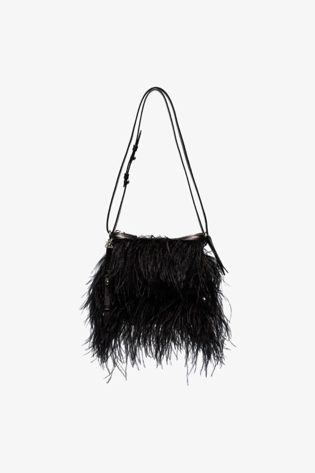 BLACK FEATHER BAG