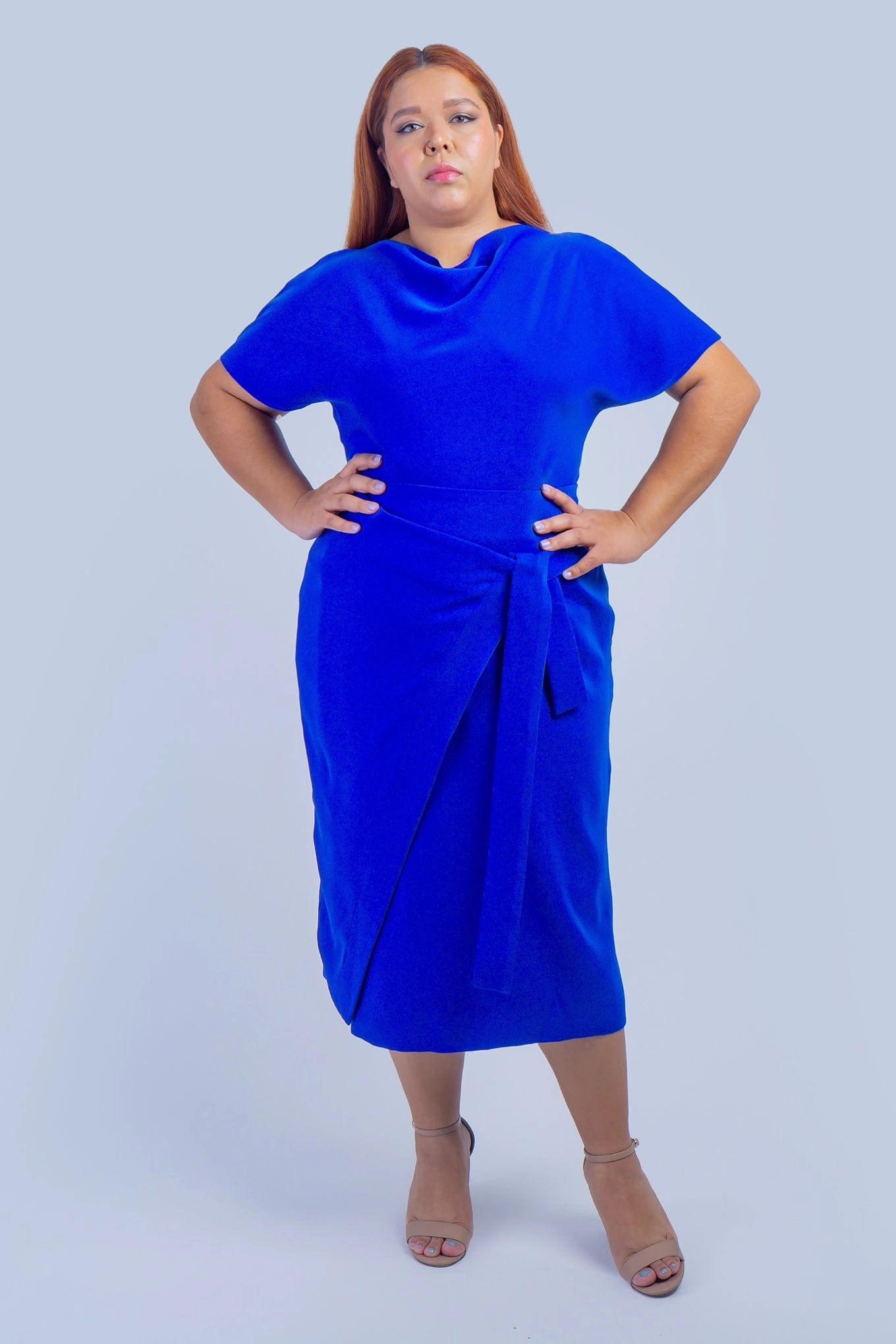 Blue Misha Wrapped Midi Skirt