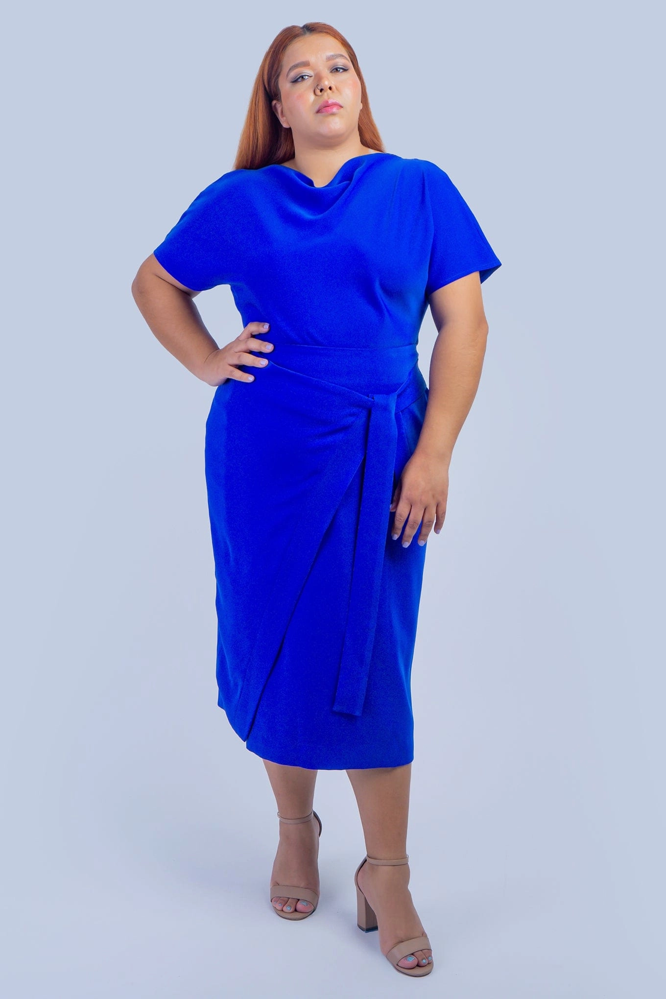 Blue Misha Wrapped Midi Skirt