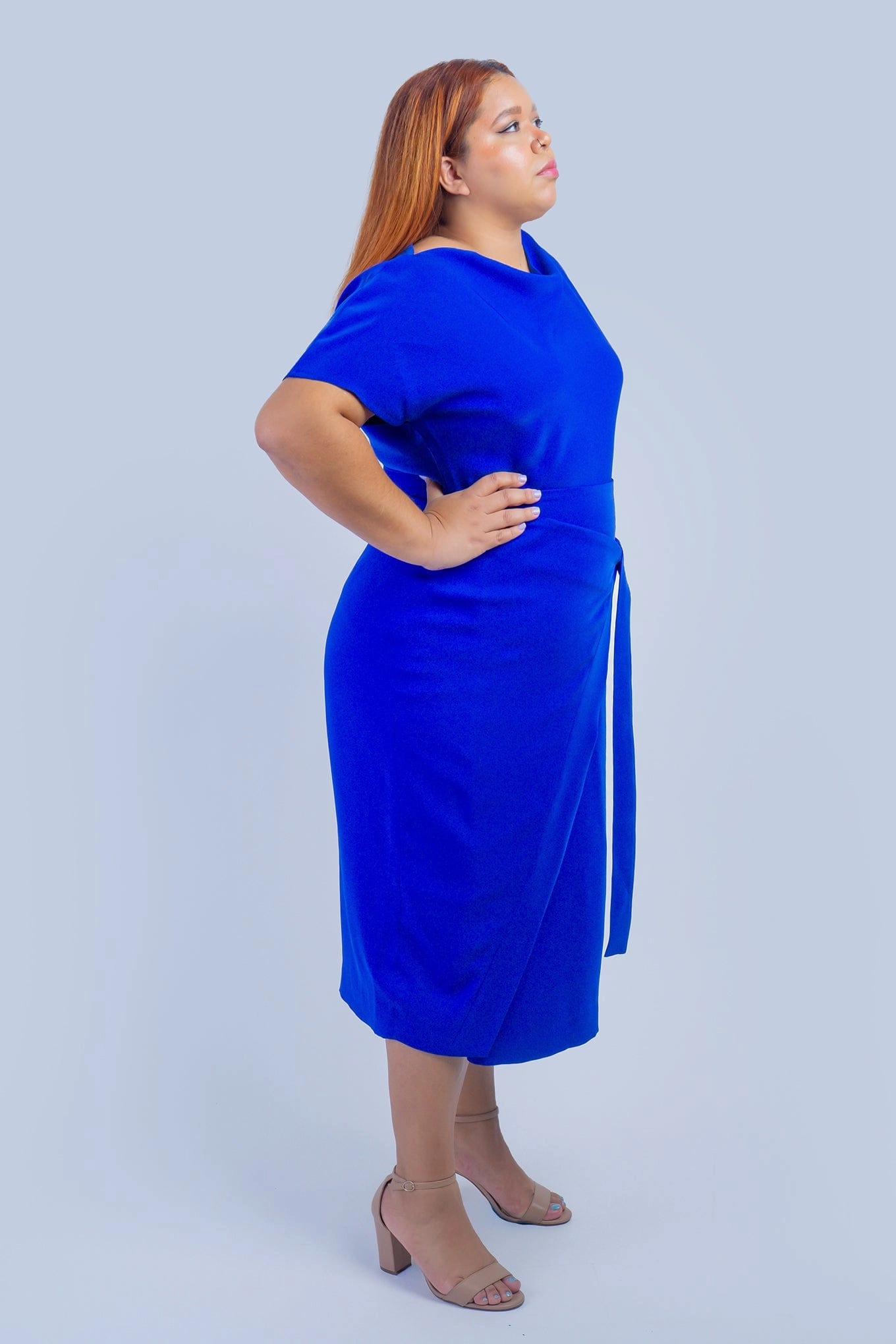 Blue Misha Wrapped Midi Skirt