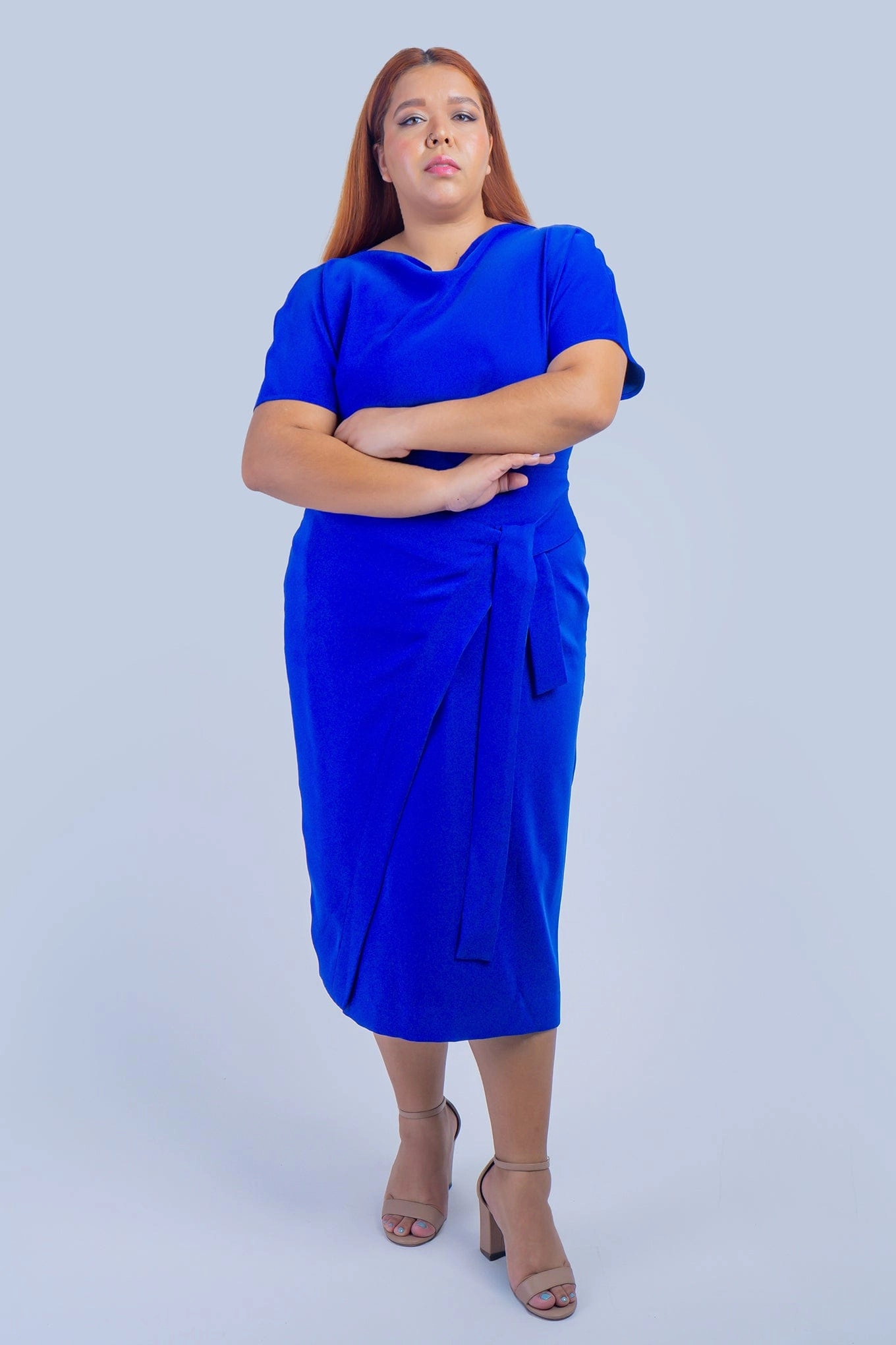 Blue Misha Wrapped Midi Skirt