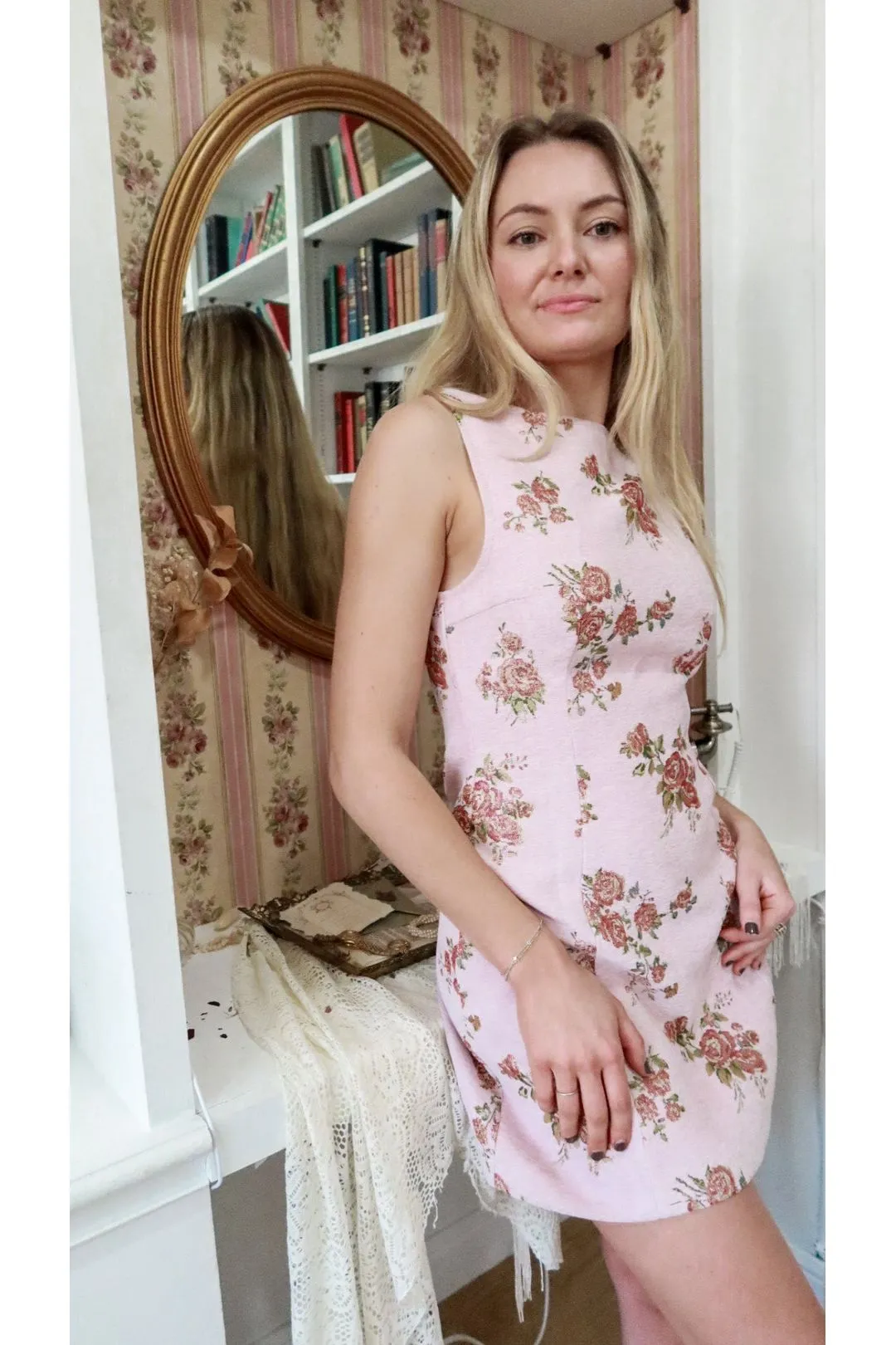 Blush Bloom Jacquard Mini Dress