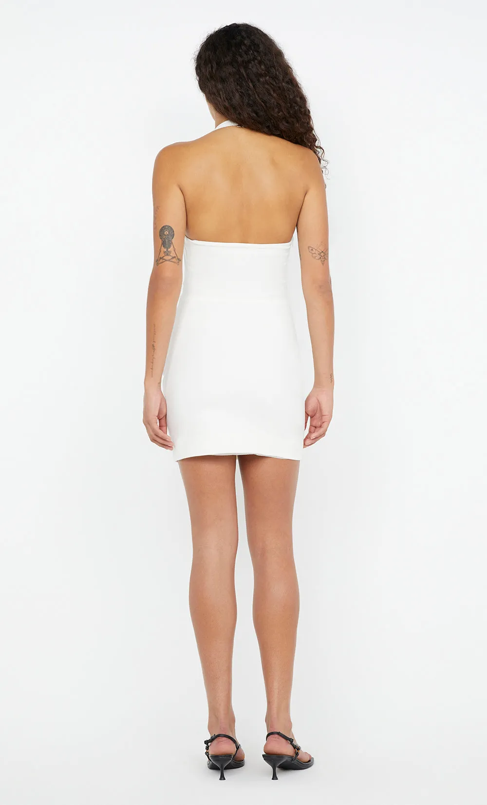 BRYNN HALTER MINI DRESS - WHITE