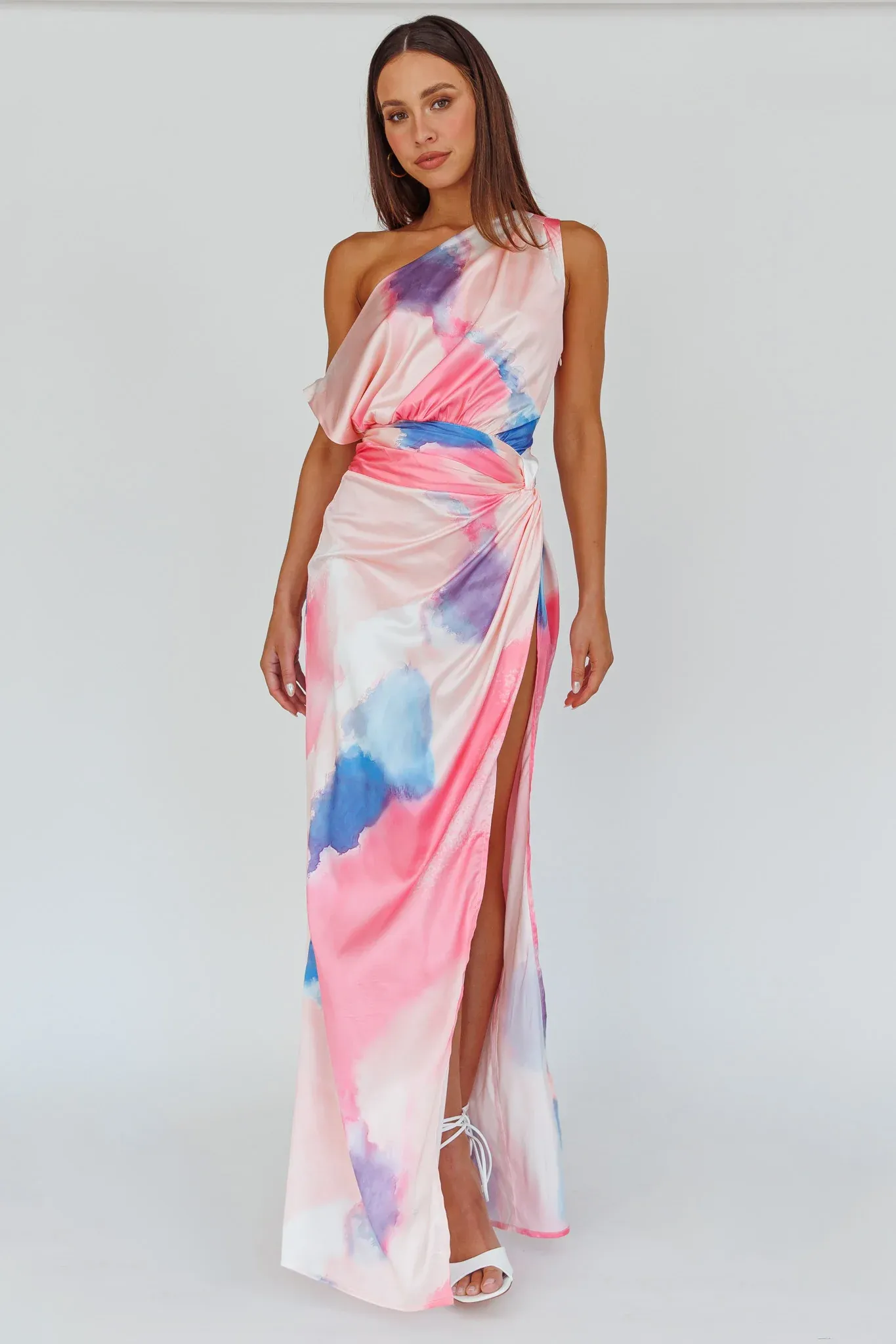 Charm Me Thigh Split Maxi Dress Pink/Blue