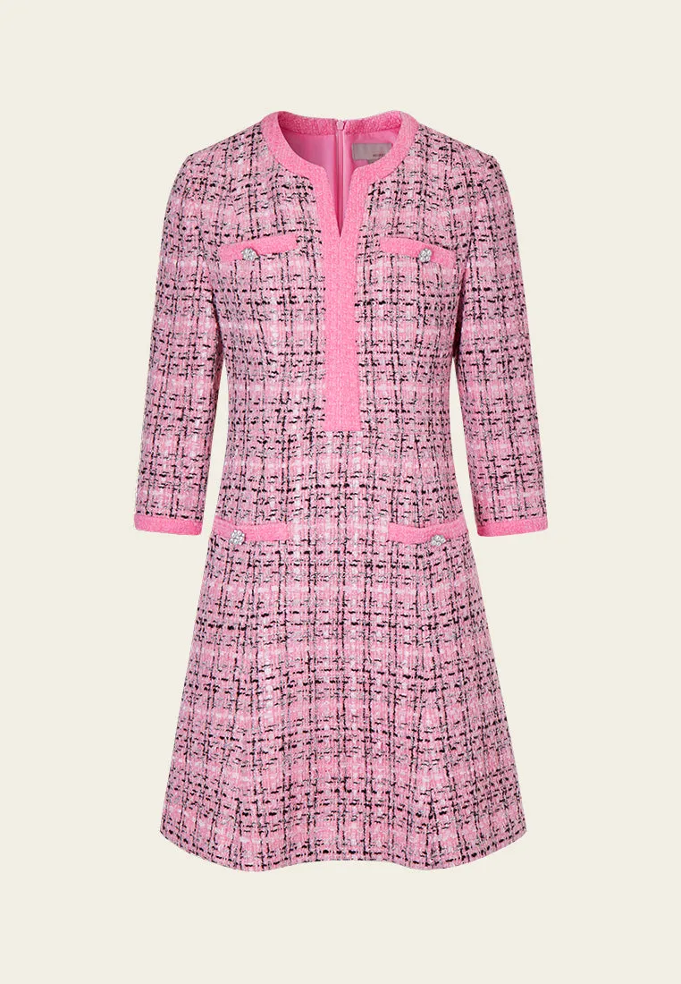 Check Tweed A-line Dress