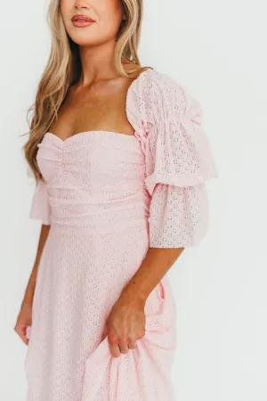 Corrine Tiered Sleeve Maxi Dress with Pockets in Baby Pink - Bump Friendly - PRE-ORDER
