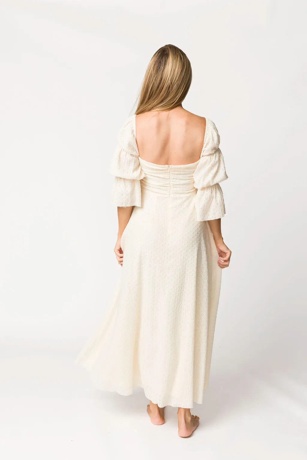 Corrine Tiered Sleeve Maxi Dress with Pockets in Ivory Cream - Bump Friendly PRE-ORDER