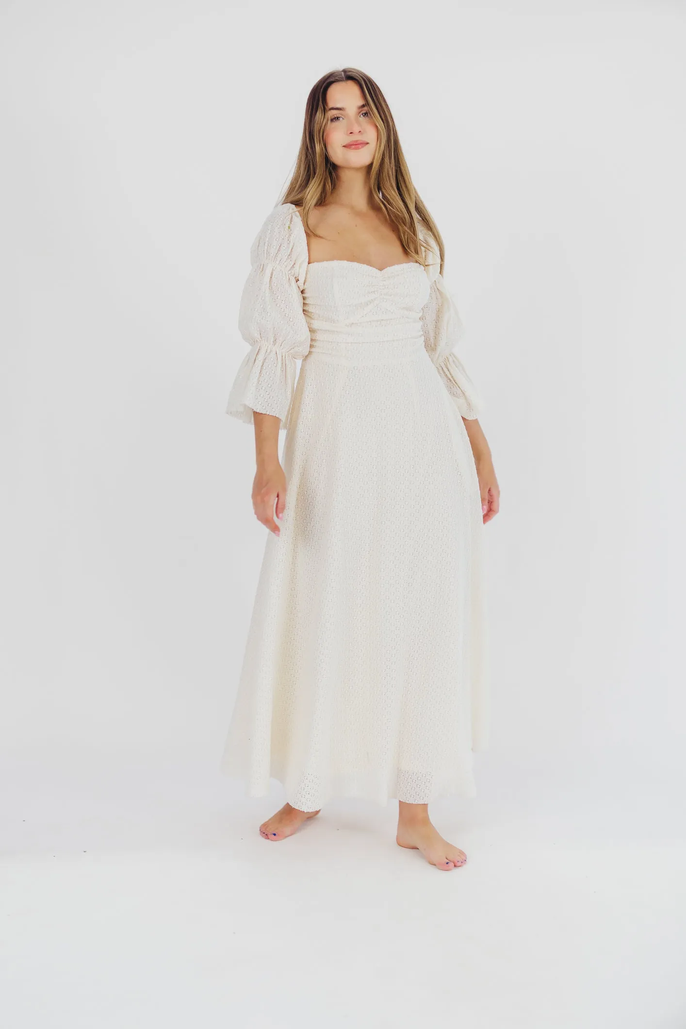 Corrine Tiered Sleeve Maxi Dress with Pockets in Ivory Cream - Bump Friendly PRE-ORDER