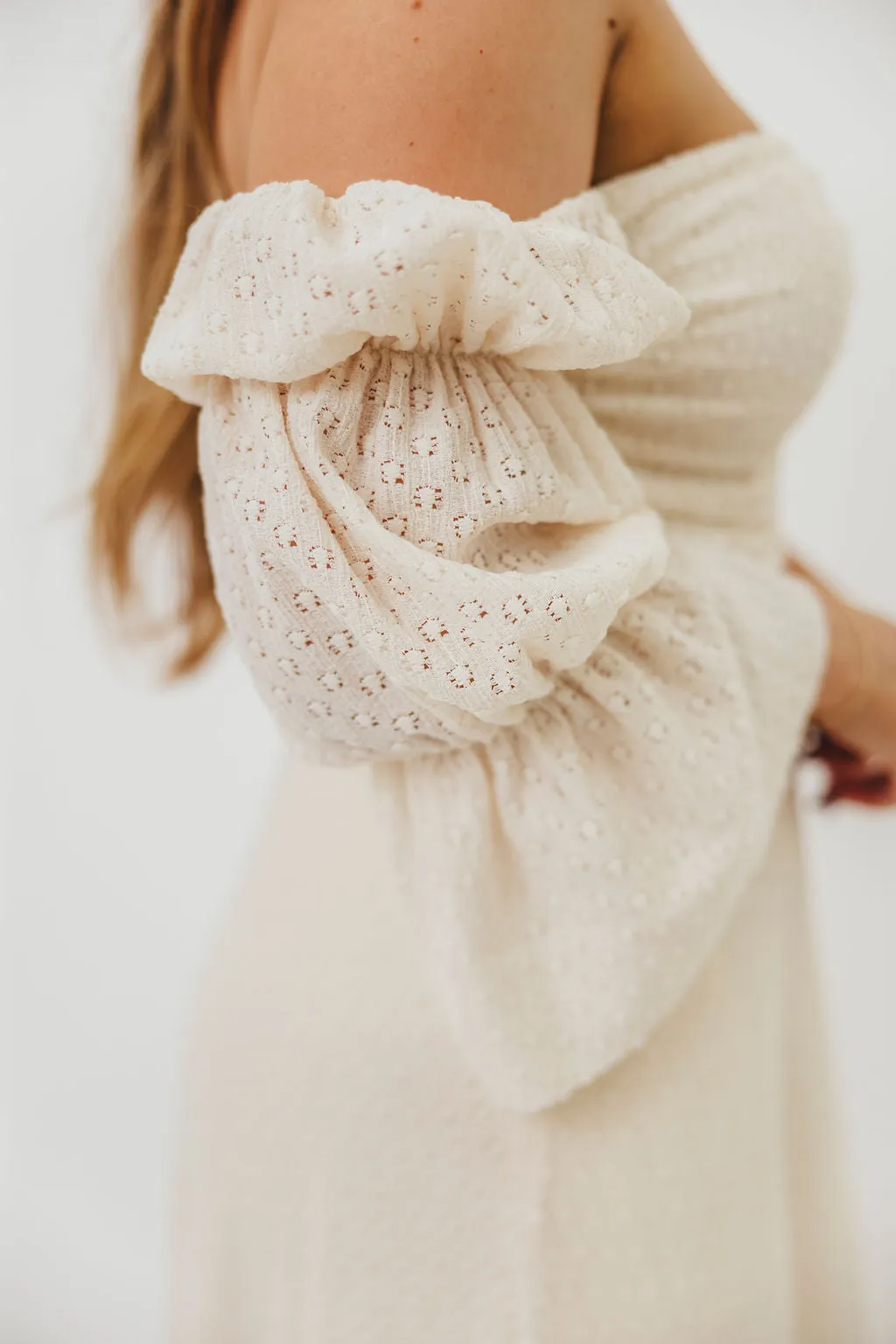 Corrine Tiered Sleeve Maxi Dress with Pockets in Ivory Cream - Bump Friendly PRE-ORDER