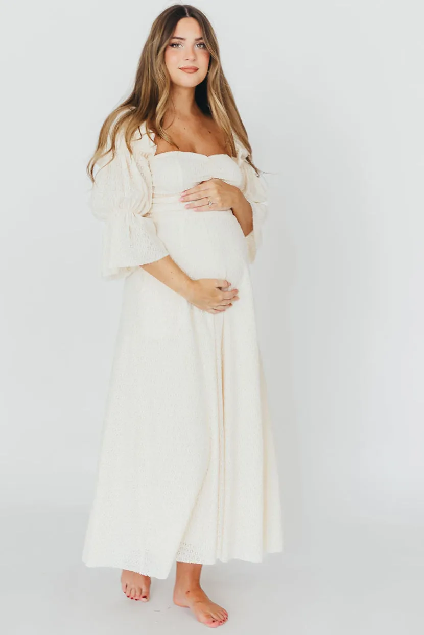Corrine Tiered Sleeve Maxi Dress with Pockets in Ivory Cream - Bump Friendly PRE-ORDER