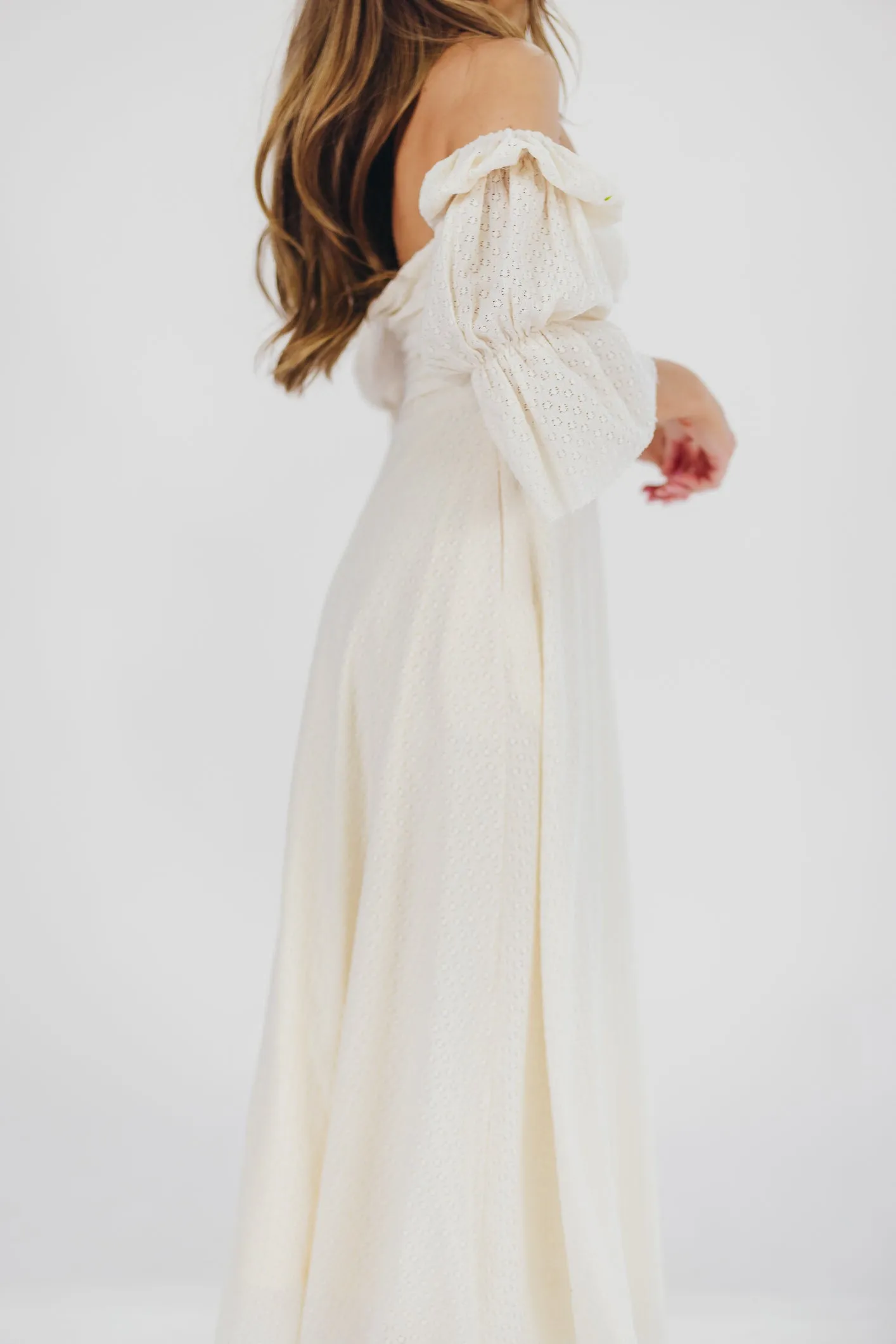 Corrine Tiered Sleeve Maxi Dress with Pockets in Ivory Cream - Bump Friendly PRE-ORDER