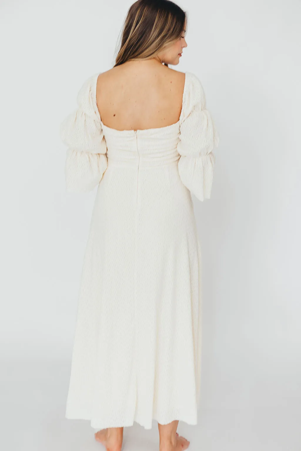 Corrine Tiered Sleeve Maxi Dress with Pockets in Ivory Cream - Bump Friendly PRE-ORDER