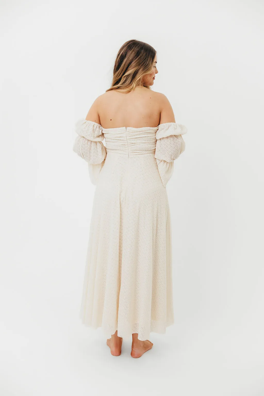 Corrine Tiered Sleeve Maxi Dress with Pockets in Ivory Cream - Bump Friendly PRE-ORDER