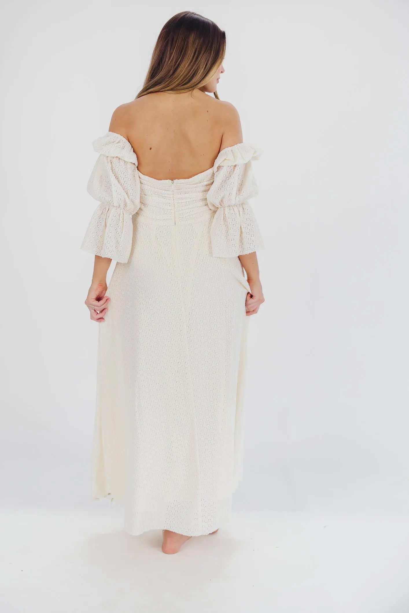 Corrine Tiered Sleeve Maxi Dress with Pockets in Ivory Cream - Bump Friendly PRE-ORDER