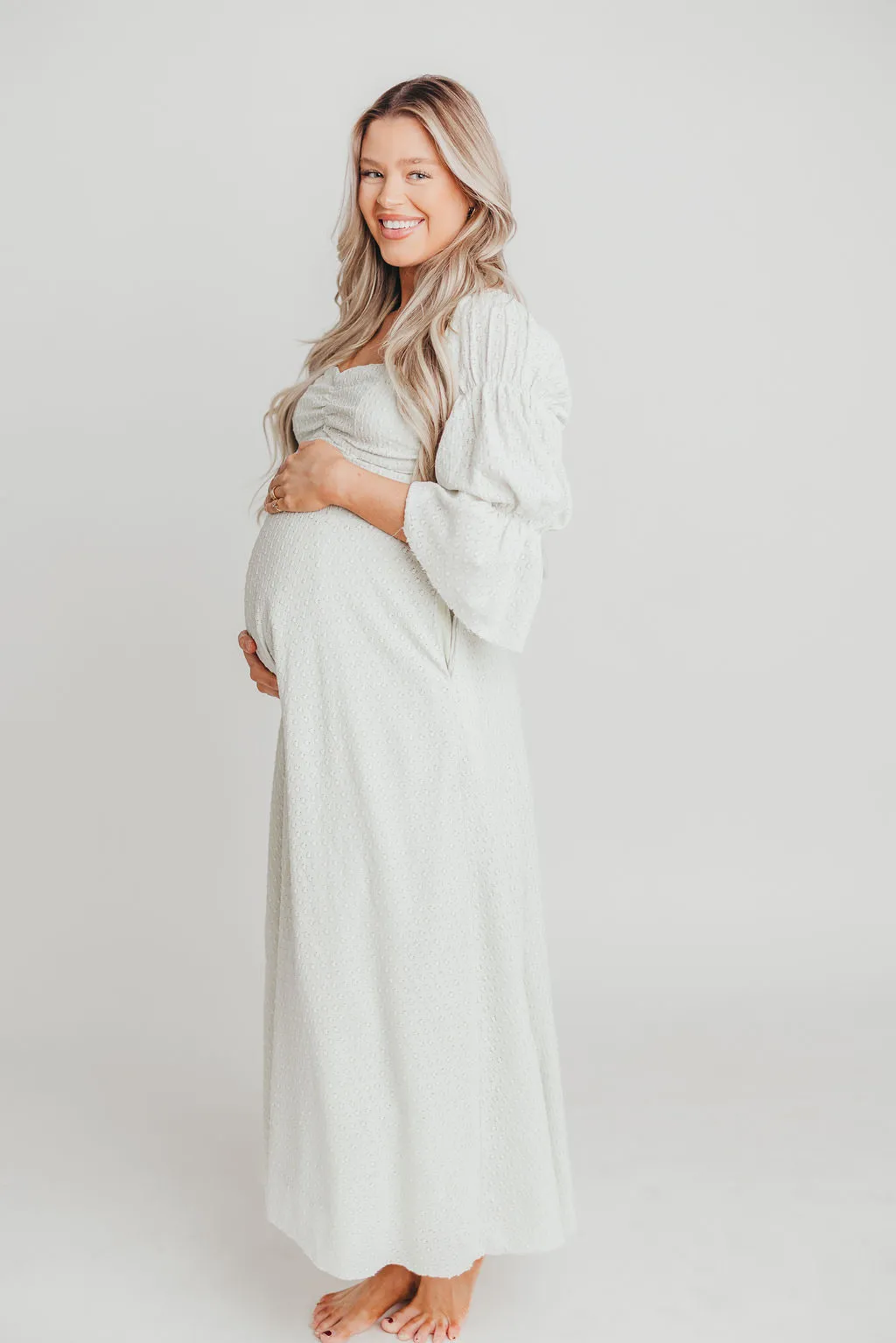 Corrine Tiered Sleeve Maxi Dress with Pockets in Mint - Bump Friendly & Inclusive Sizing (S-3XL) - PRE-ORDER