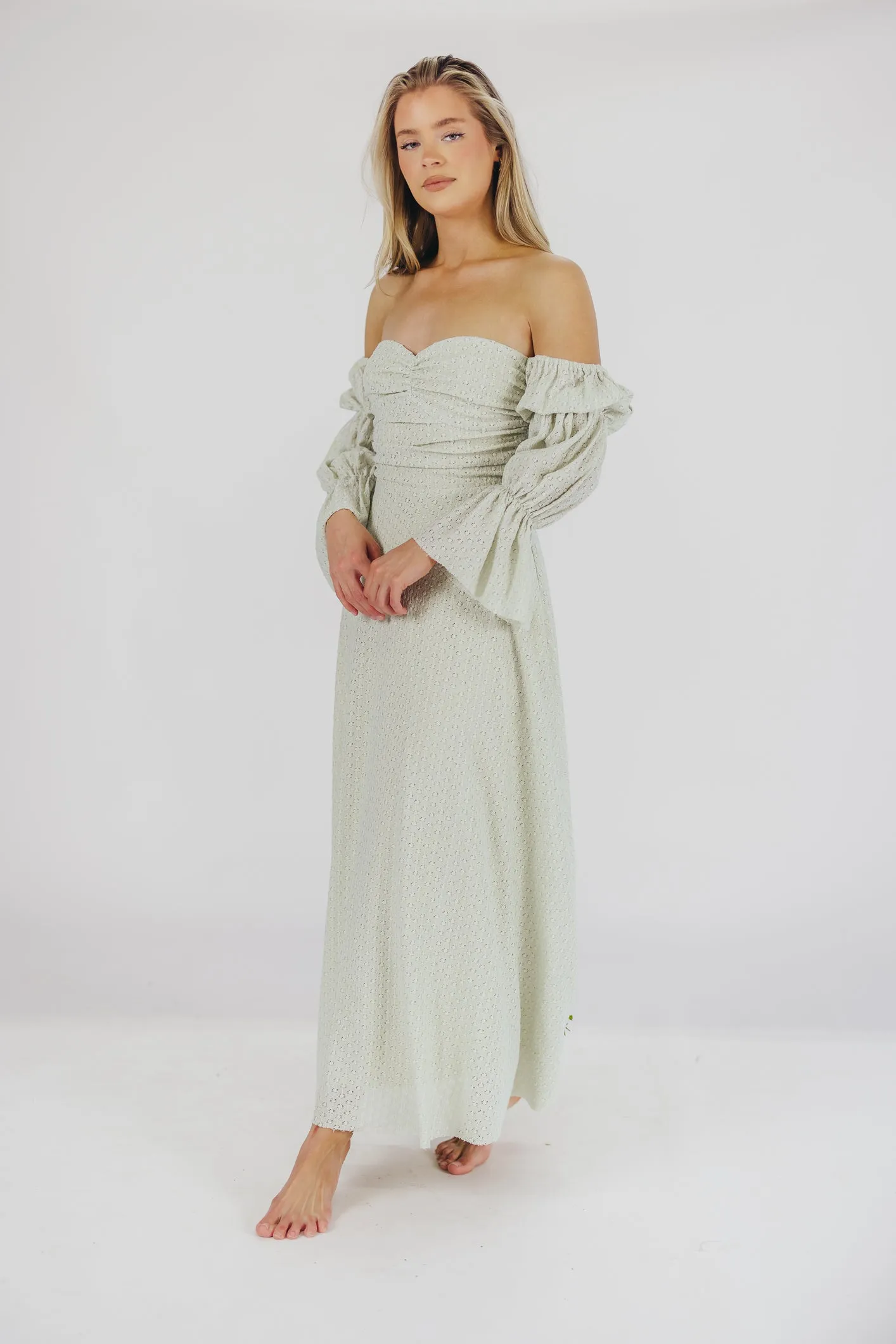 Corrine Tiered Sleeve Maxi Dress with Pockets in Mint - Bump Friendly & Inclusive Sizing (S-3XL) - PRE-ORDER