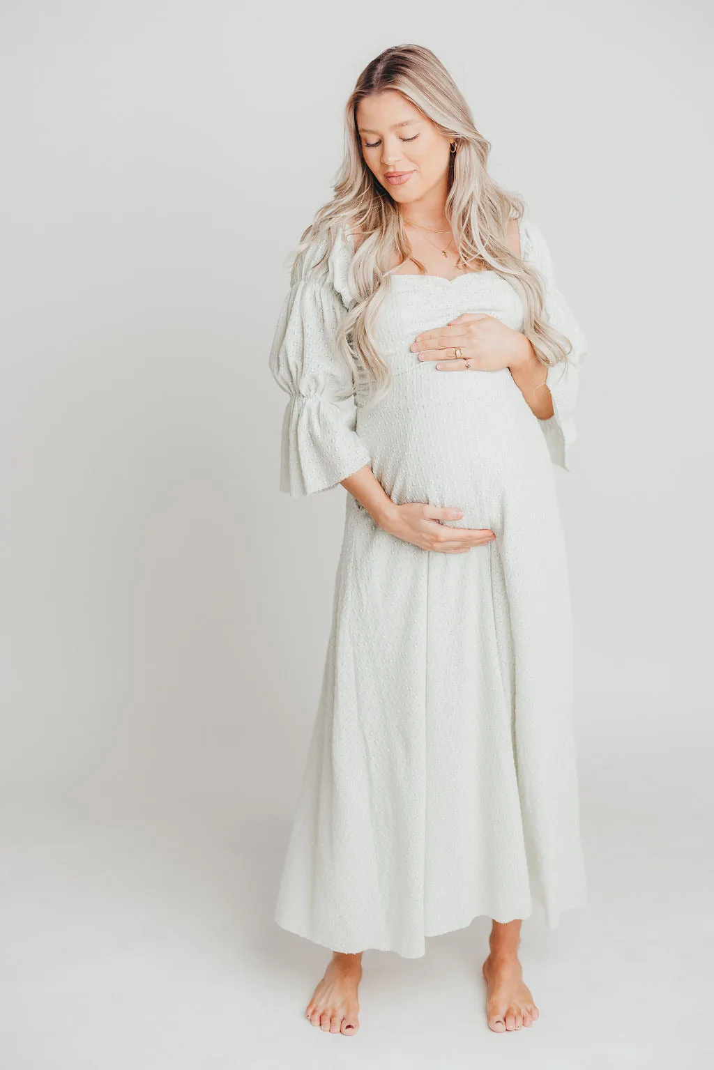 Corrine Tiered Sleeve Maxi Dress with Pockets in Mint - Bump Friendly & Inclusive Sizing (S-3XL) - PRE-ORDER