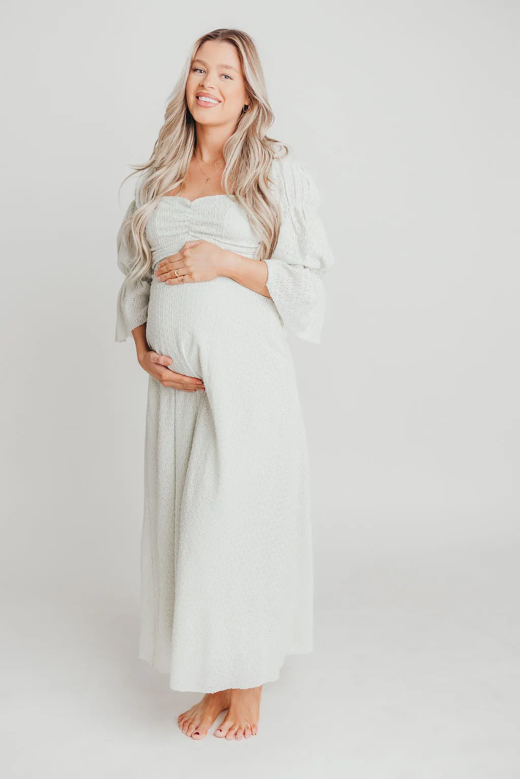 Corrine Tiered Sleeve Maxi Dress with Pockets in Mint - Bump Friendly & Inclusive Sizing (S-3XL) - PRE-ORDER