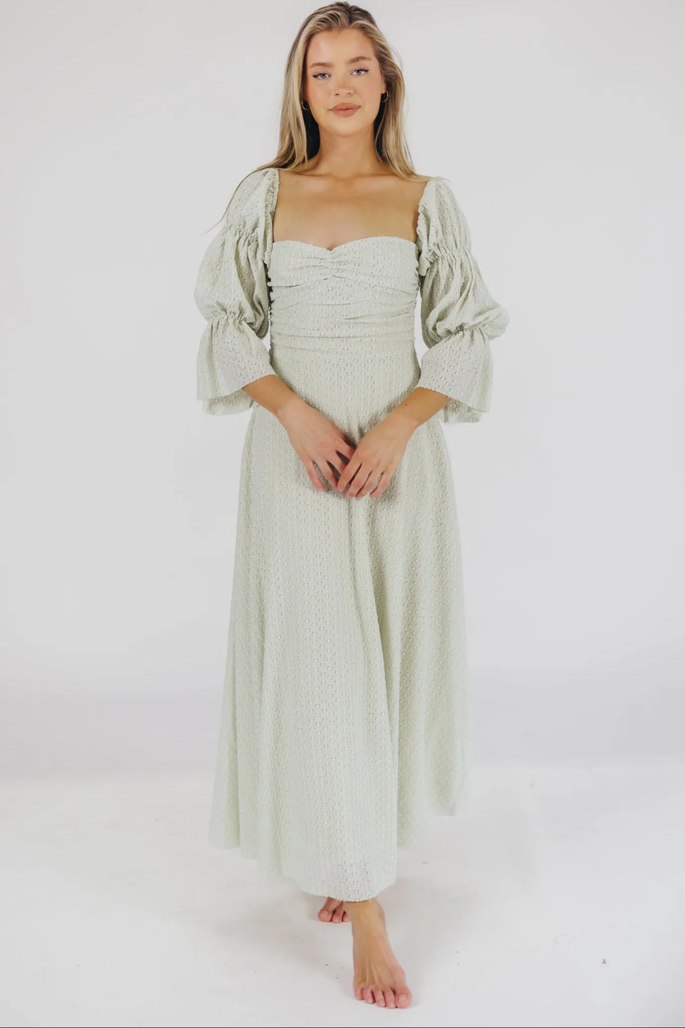 Corrine Tiered Sleeve Maxi Dress with Pockets in Mint - Bump Friendly & Inclusive Sizing (S-3XL) - PRE-ORDER