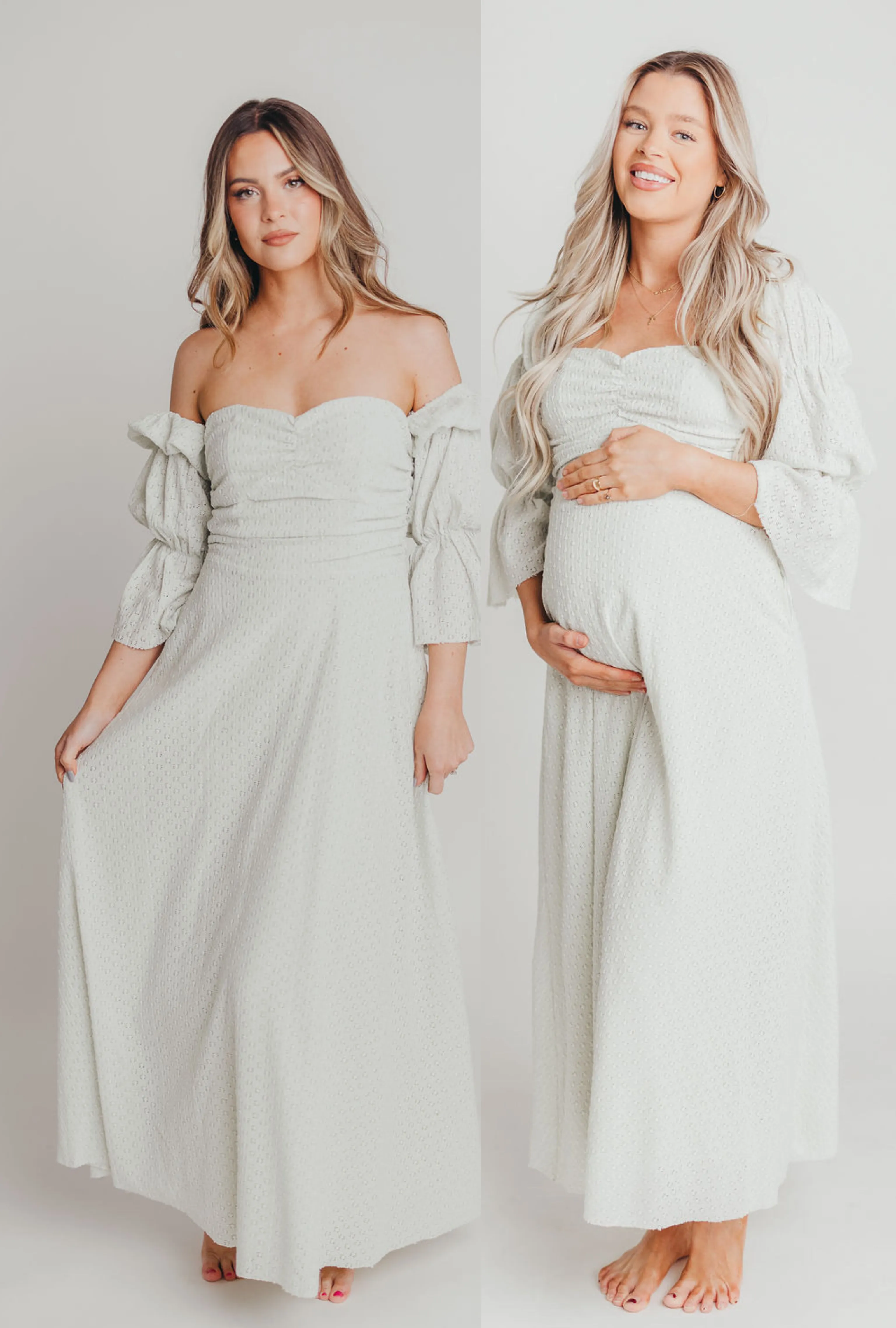 Corrine Tiered Sleeve Maxi Dress with Pockets in Mint - Bump Friendly & Inclusive Sizing (S-3XL) - PRE-ORDER