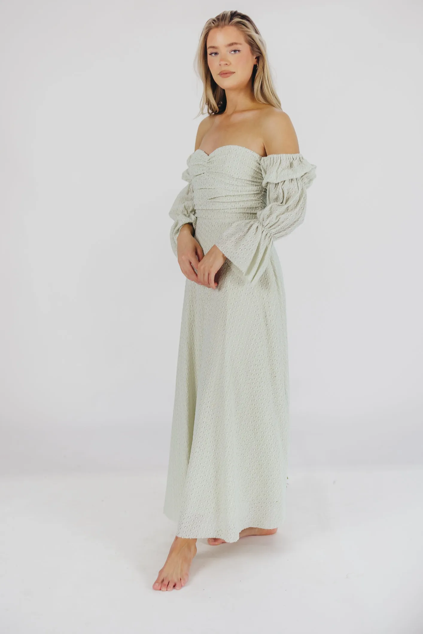 Corrine Tiered Sleeve Maxi Dress with Pockets in Mint - Bump Friendly & Inclusive Sizing (S-3XL) - PRE-ORDER