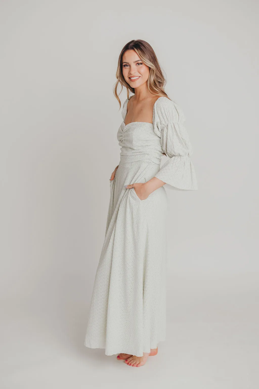 Corrine Tiered Sleeve Maxi Dress with Pockets in Mint - Bump Friendly & Inclusive Sizing (S-3XL) - PRE-ORDER