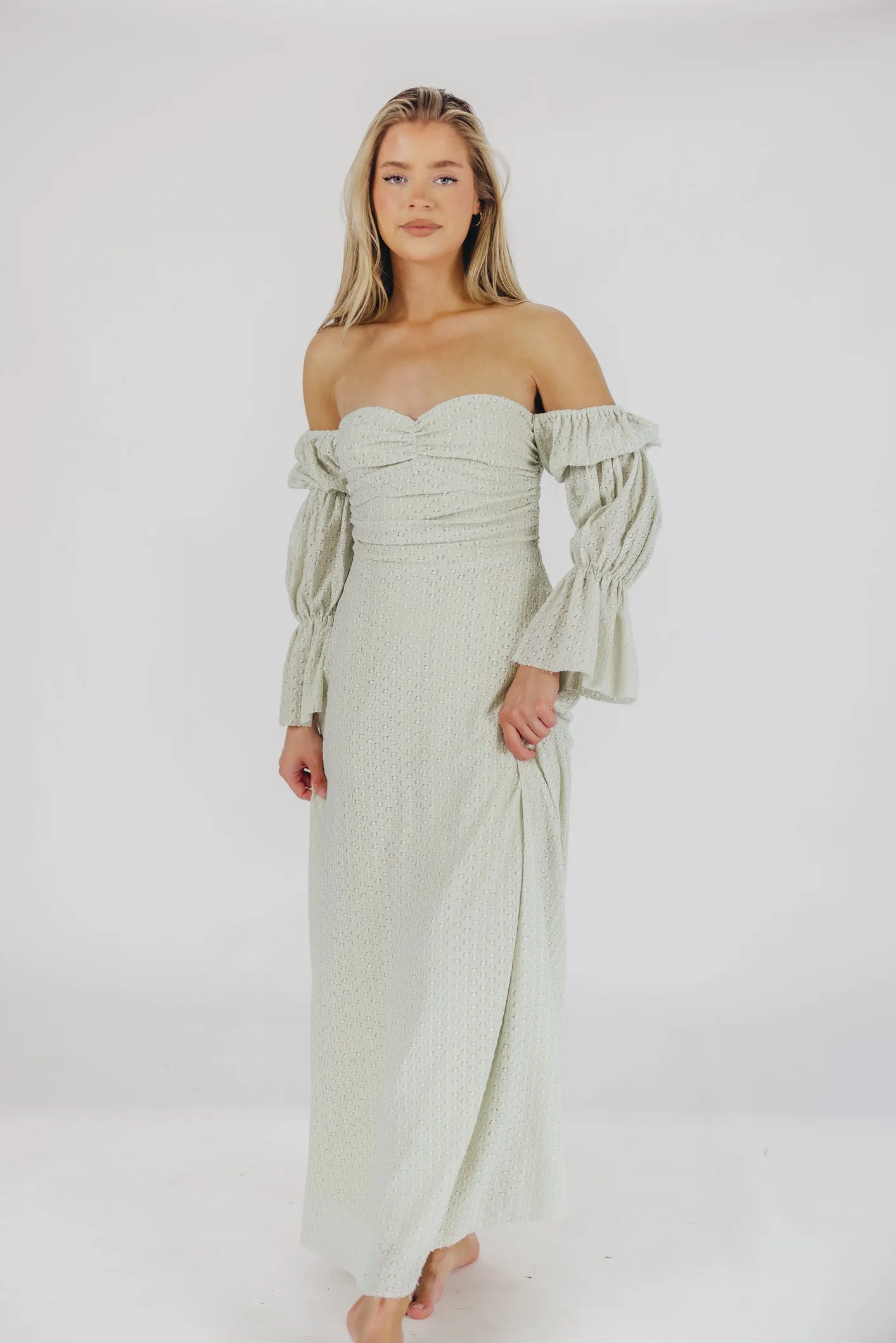 Corrine Tiered Sleeve Maxi Dress with Pockets in Mint - Bump Friendly & Inclusive Sizing (S-3XL) - PRE-ORDER