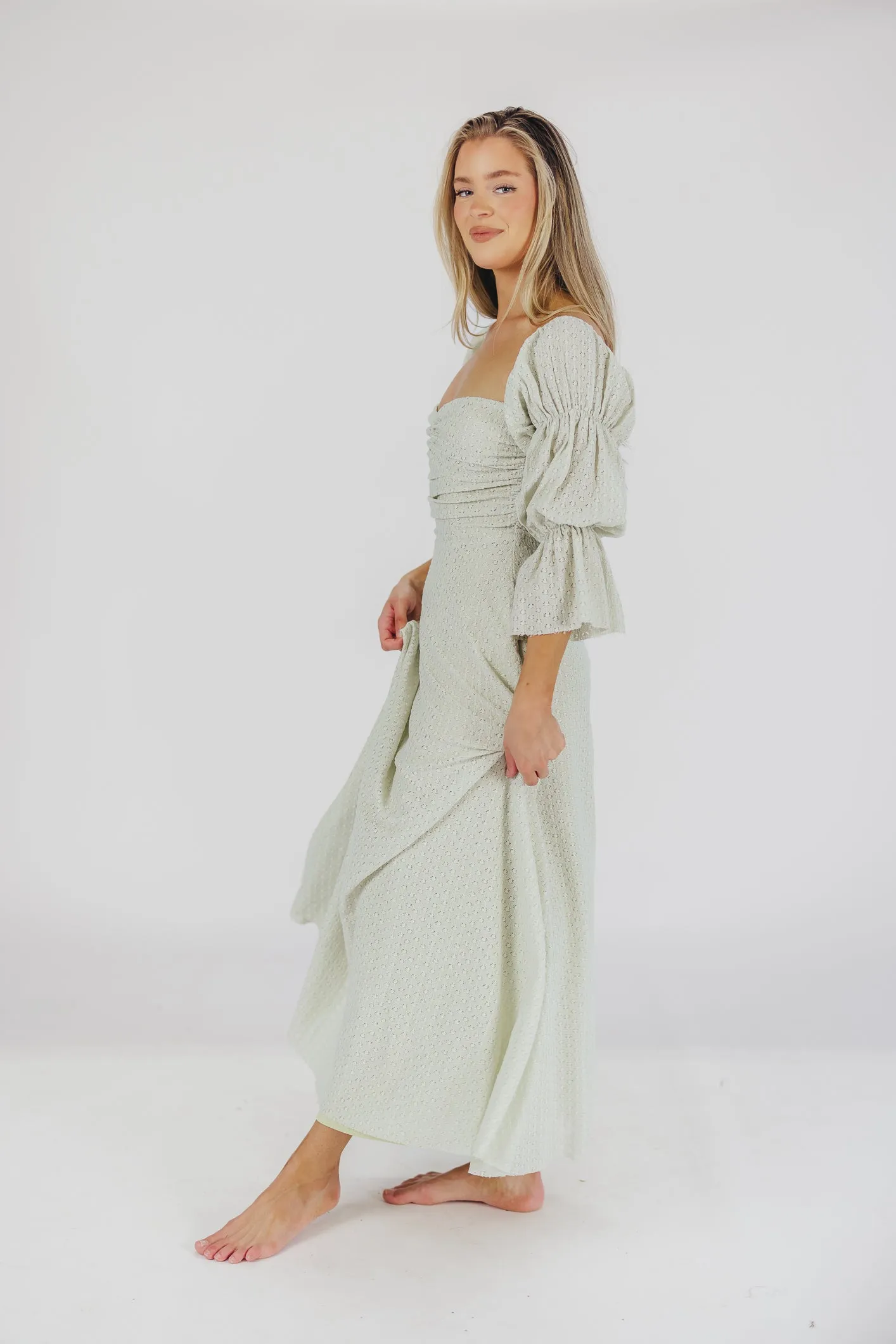 Corrine Tiered Sleeve Maxi Dress with Pockets in Mint - Bump Friendly & Inclusive Sizing (S-3XL) - PRE-ORDER
