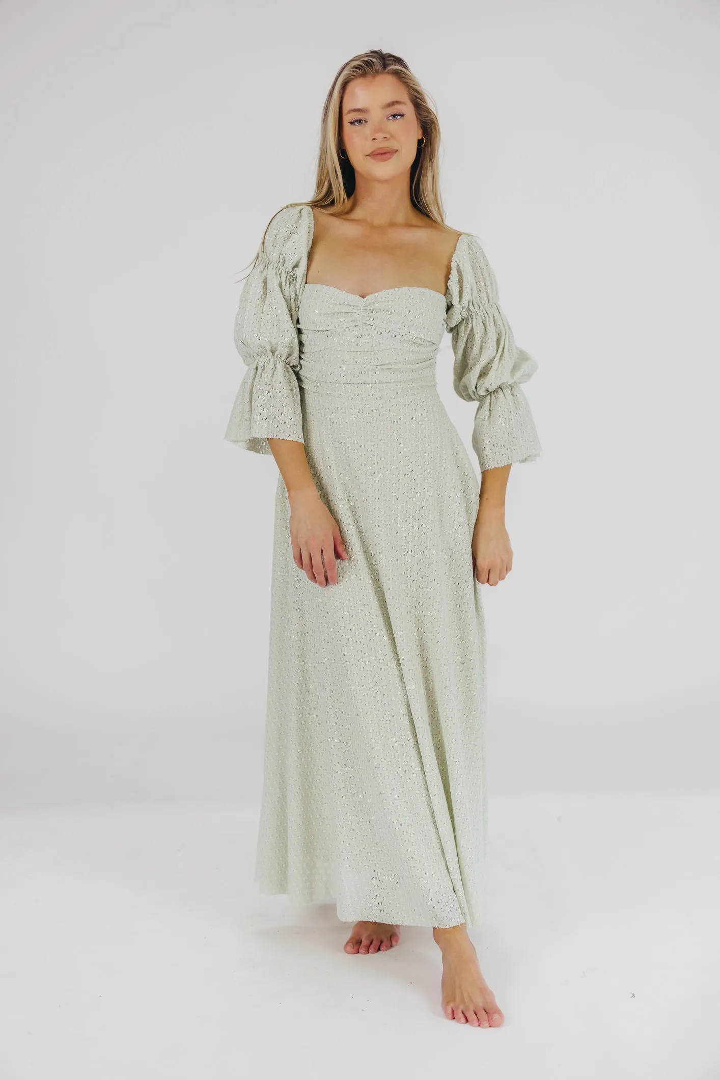 Corrine Tiered Sleeve Maxi Dress with Pockets in Mint - Bump Friendly & Inclusive Sizing (S-3XL) - PRE-ORDER