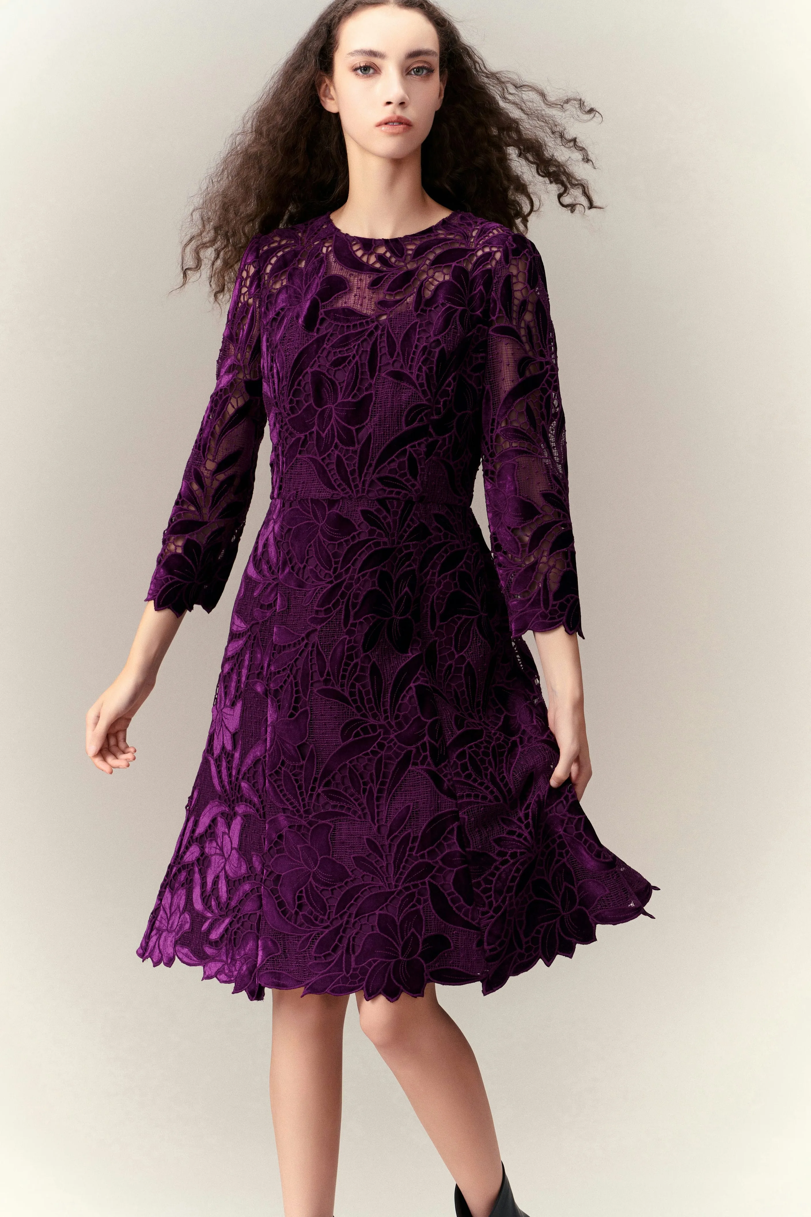 Cut-out Lace Midi Dress
