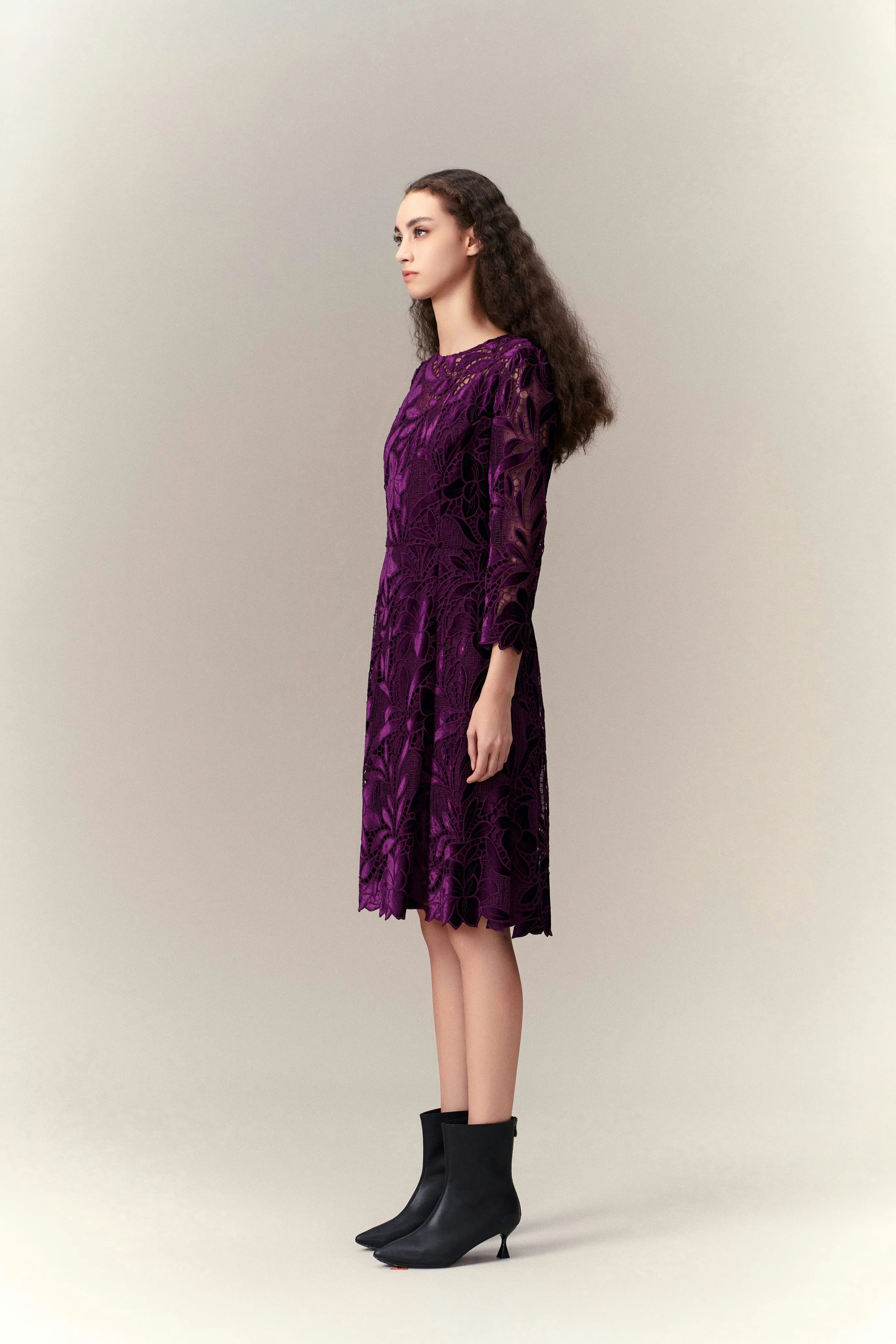 Cut-out Lace Midi Dress