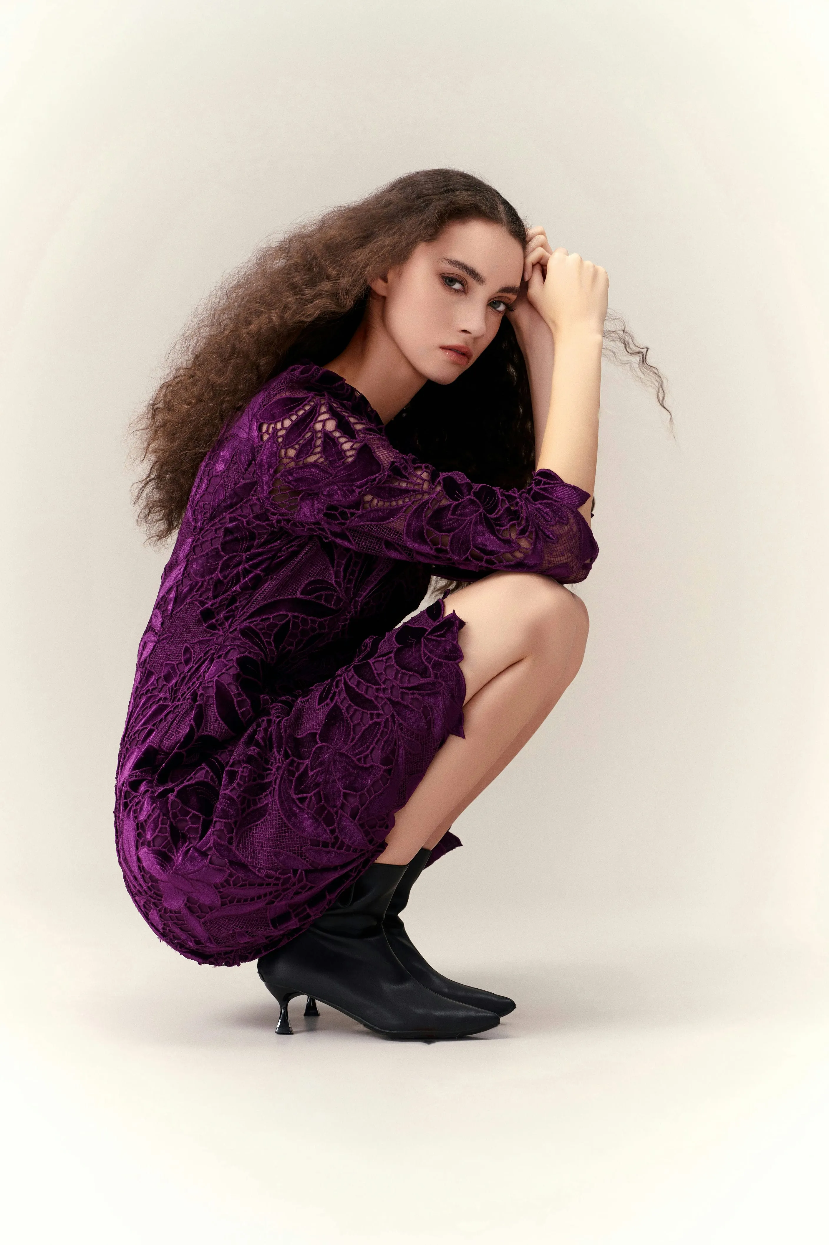 Cut-out Lace Midi Dress